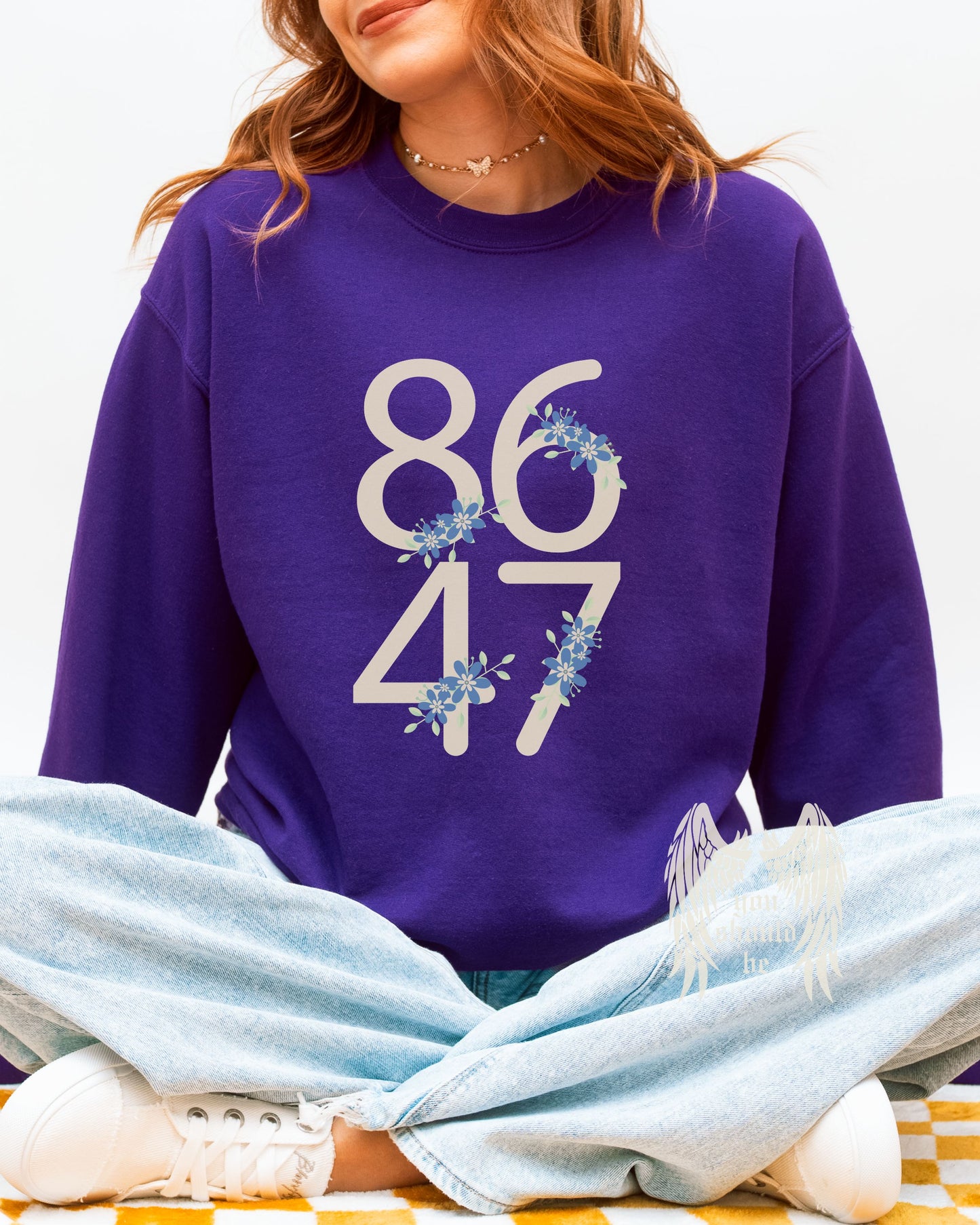 Floral 8647 Sweatshirt – Gildan Minimalist Anti-Trump Political Crewneck