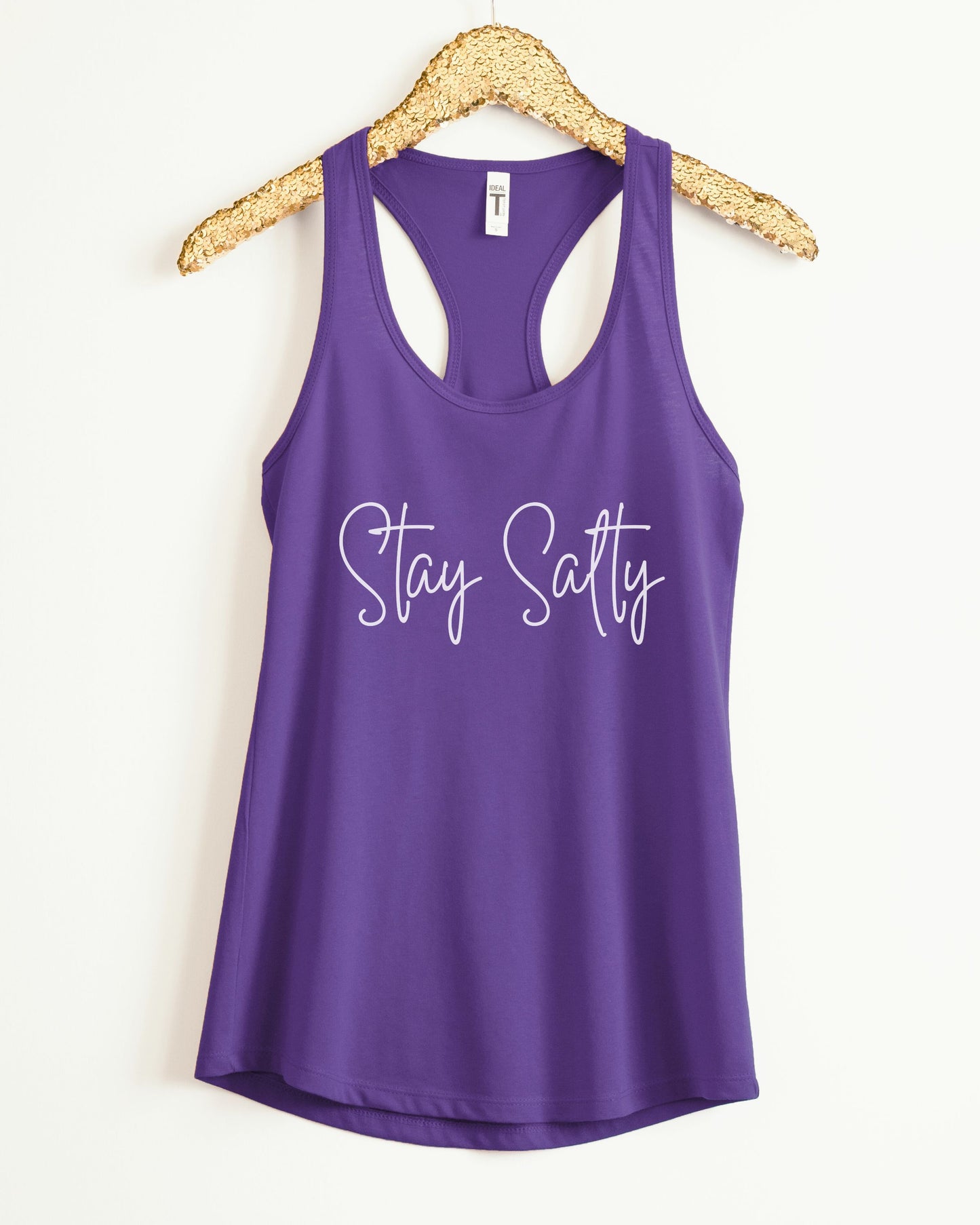 Stay Salty Slim Fit Racerback Tank – Graphic Beach & Workout Top