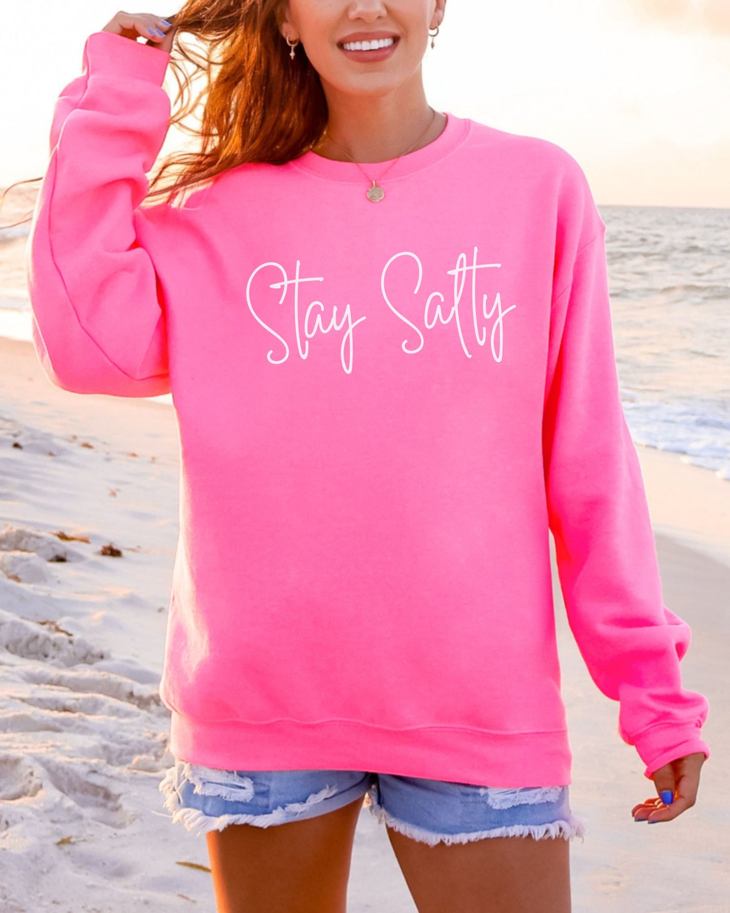 Stay Salty Sweatshirt – Coastal Gildan Crewneck Graphic Pullover