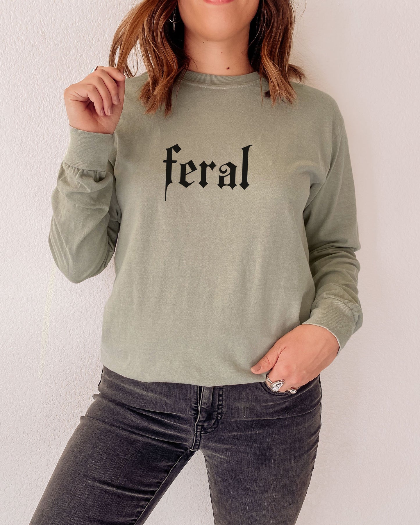 Feral Long Sleeve Shirt – Comfort Colors Gothic Print Tee