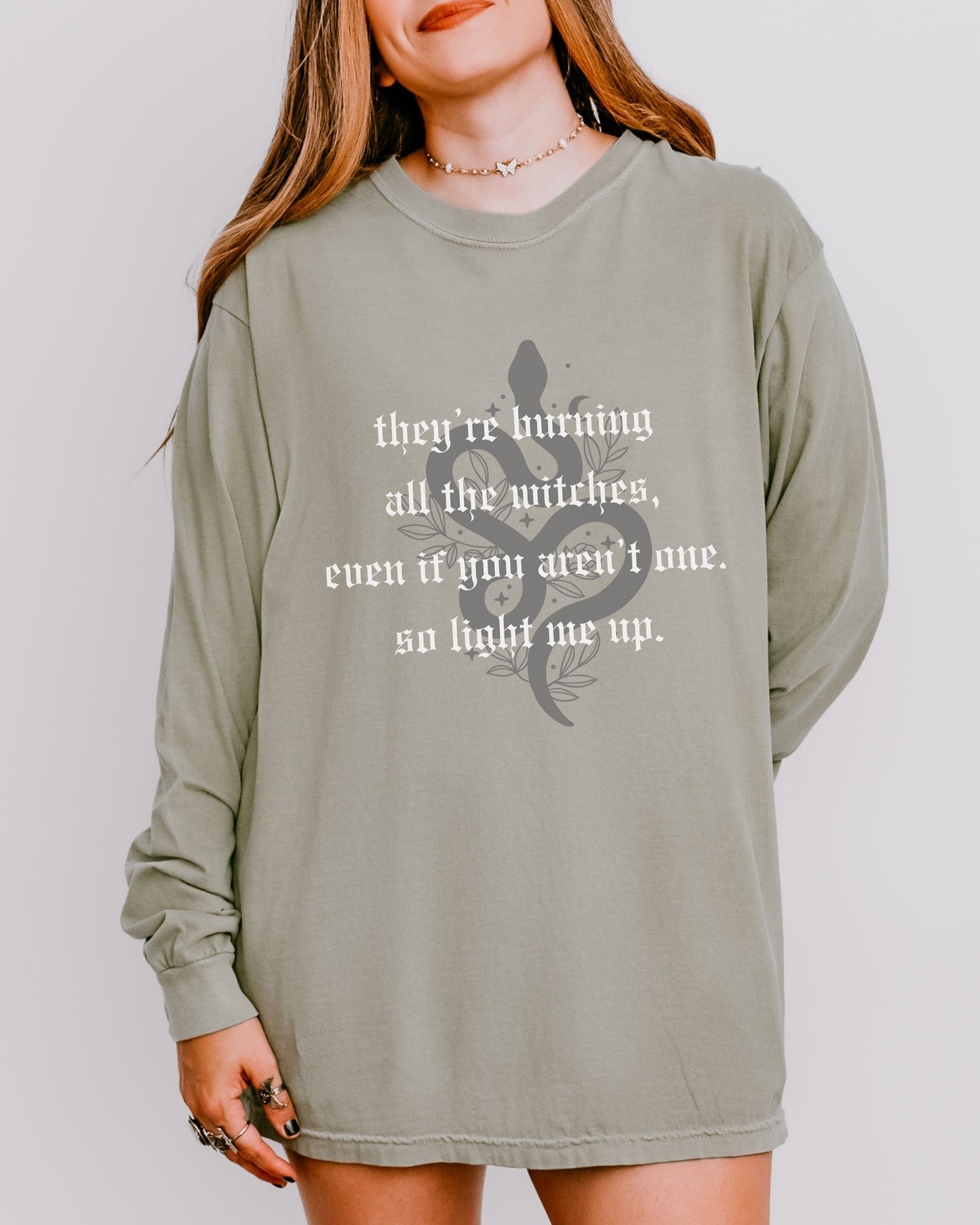 Witchy Vibes Long Sleeve Shirt – Comfort Colors Gothic Celestial Snake Tee