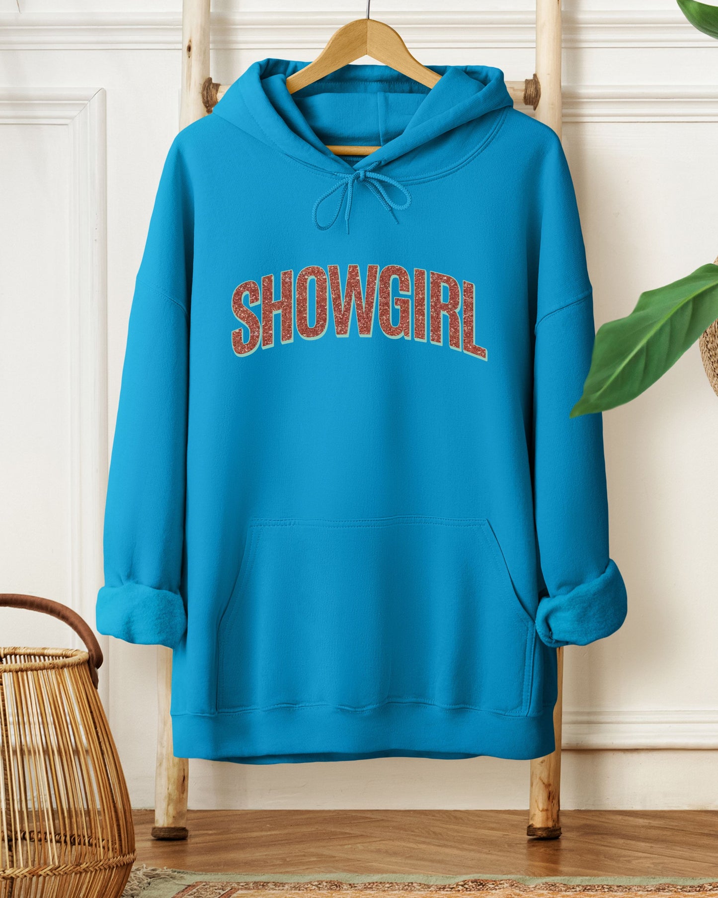 Showgirl Hoodie – Glitter-Effect Printed Vintage Graphic Pullover