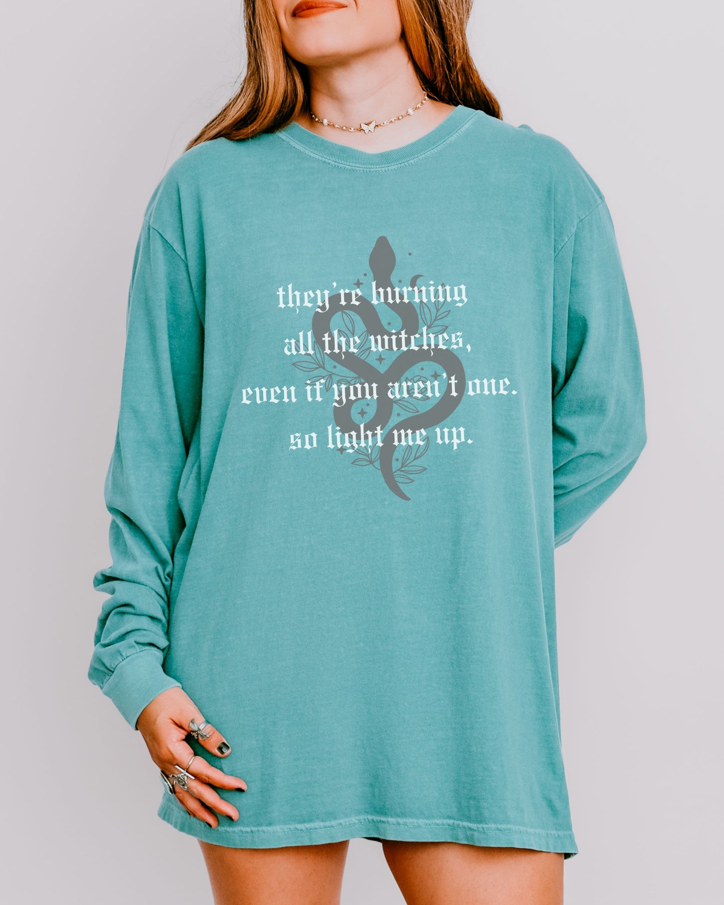 Witchy Vibes Long Sleeve Shirt – Comfort Colors Gothic Celestial Snake Tee