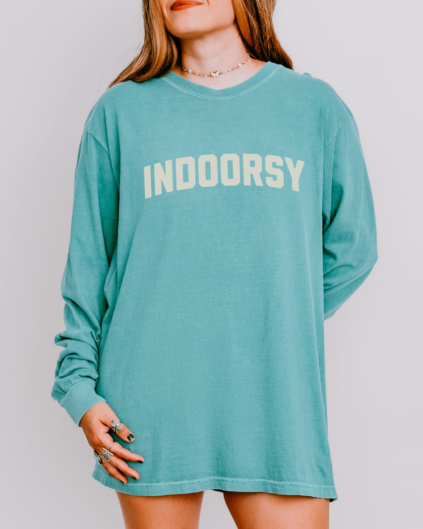 Indoorsy Long Sleeve Shirt – Comfort Colors Cozy Sarcastic Tee for Introverts and Homebodies
