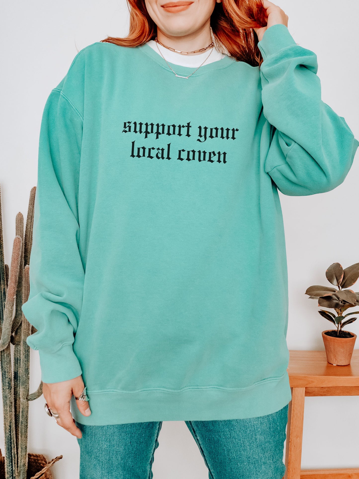 Support Your Local Coven Sweatshirt – Comfort Colors Gothic Witchy Crewneck