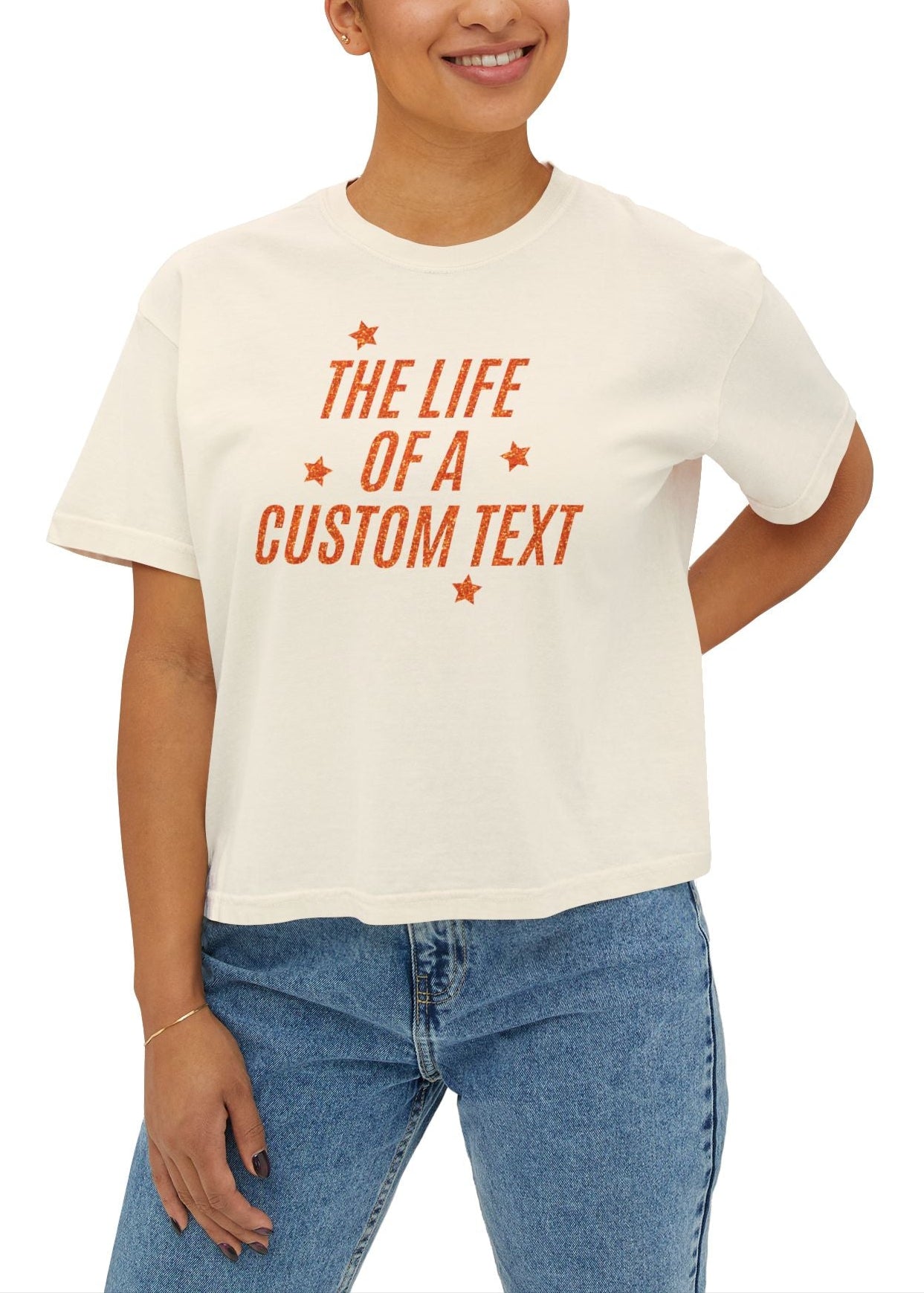 The Life Of A... Custom Crop Top | Comfort Colors Glitter-Effect Print Personalized Tee
