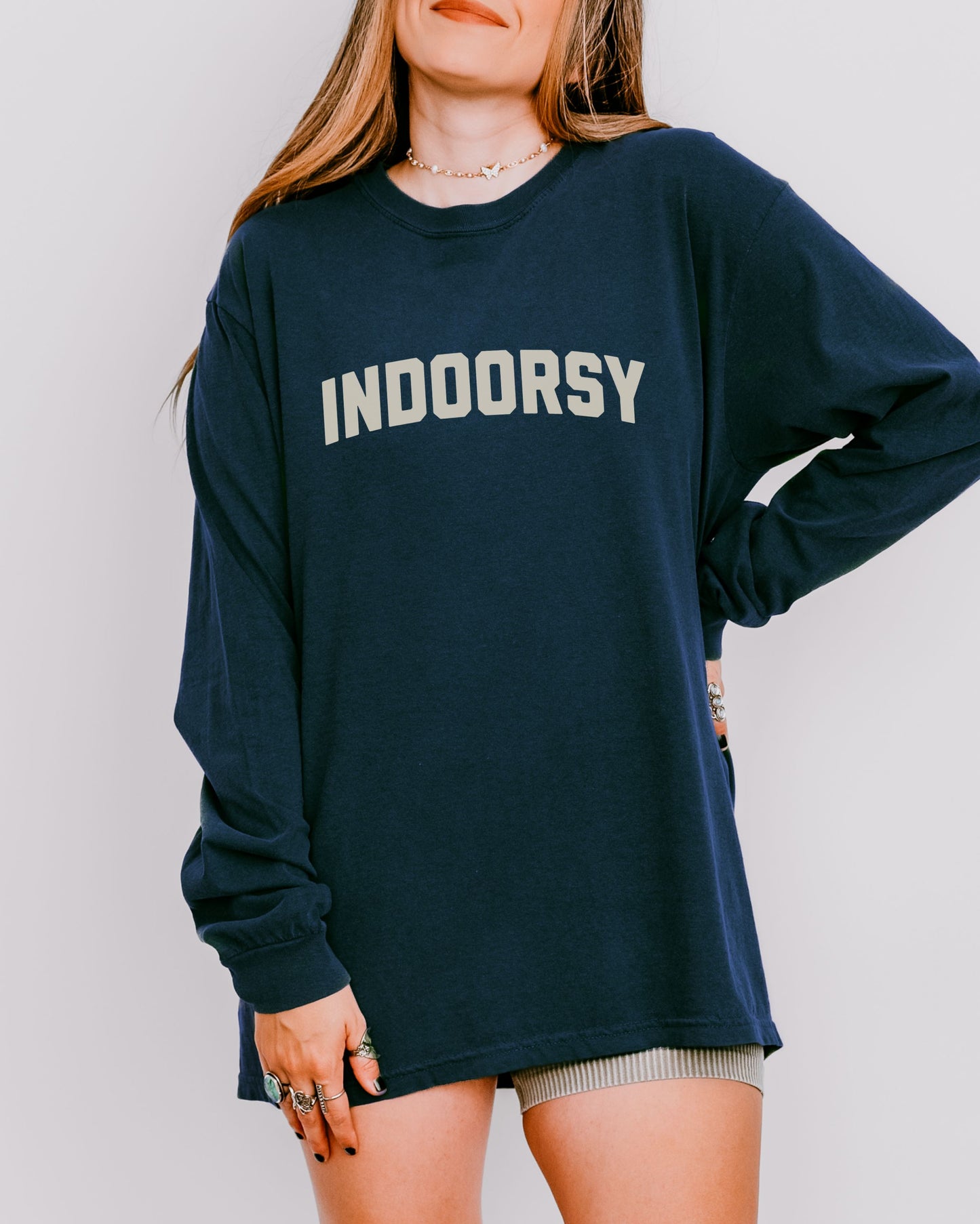 Indoorsy Long Sleeve Shirt – Comfort Colors Cozy Sarcastic Tee for Introverts and Homebodies