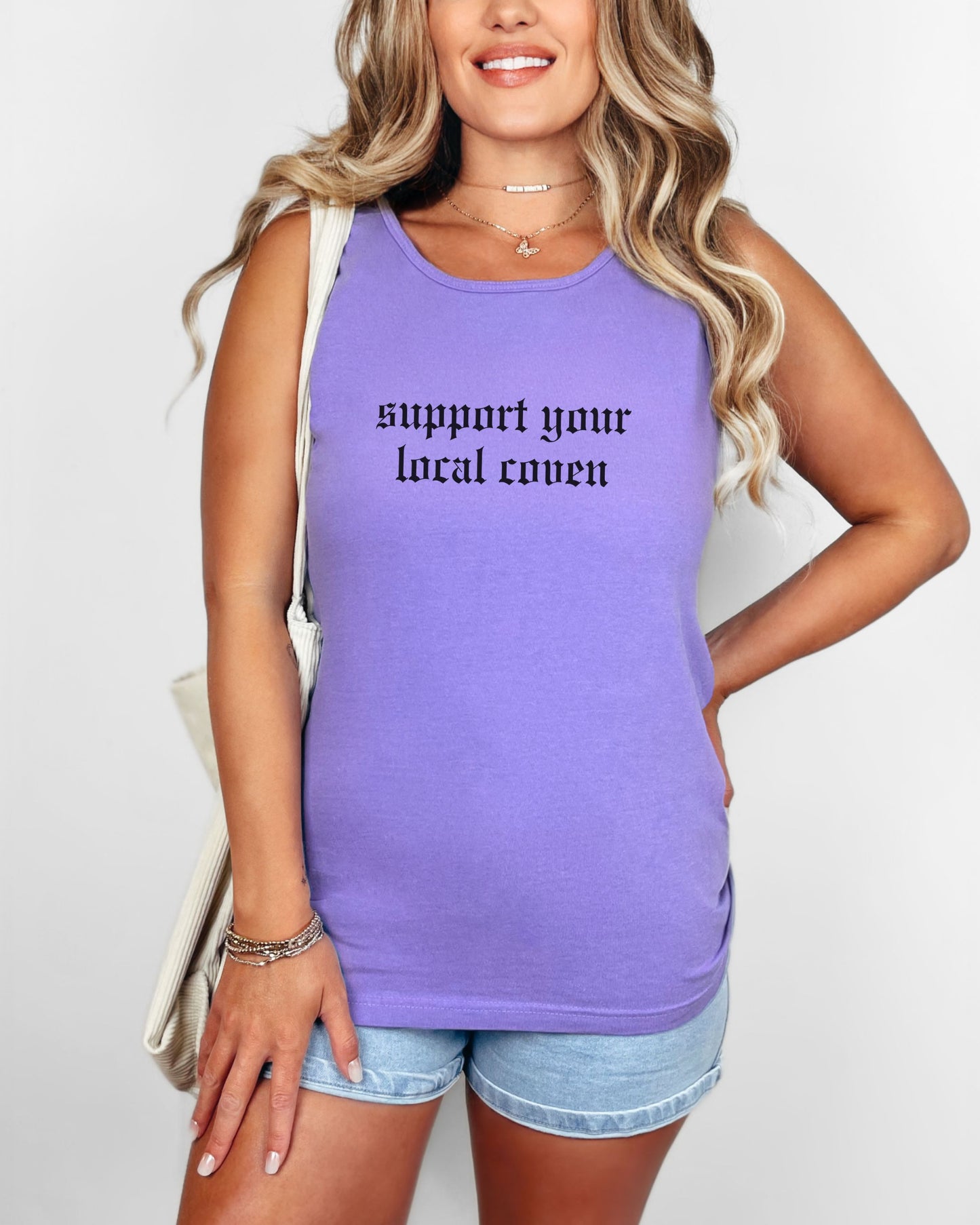 Support Your Local Coven Tank Top – Comfort Colors Gothic Witchy Tee
