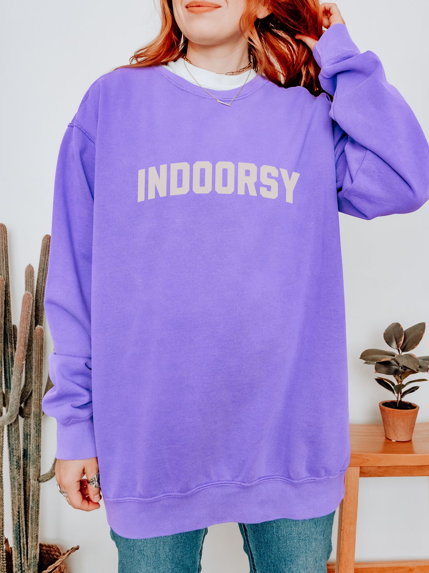 Indoorsy Sweatshirt – Comfort Colors Cozy Sarcastic Crewneck for Introverts and Homebodies