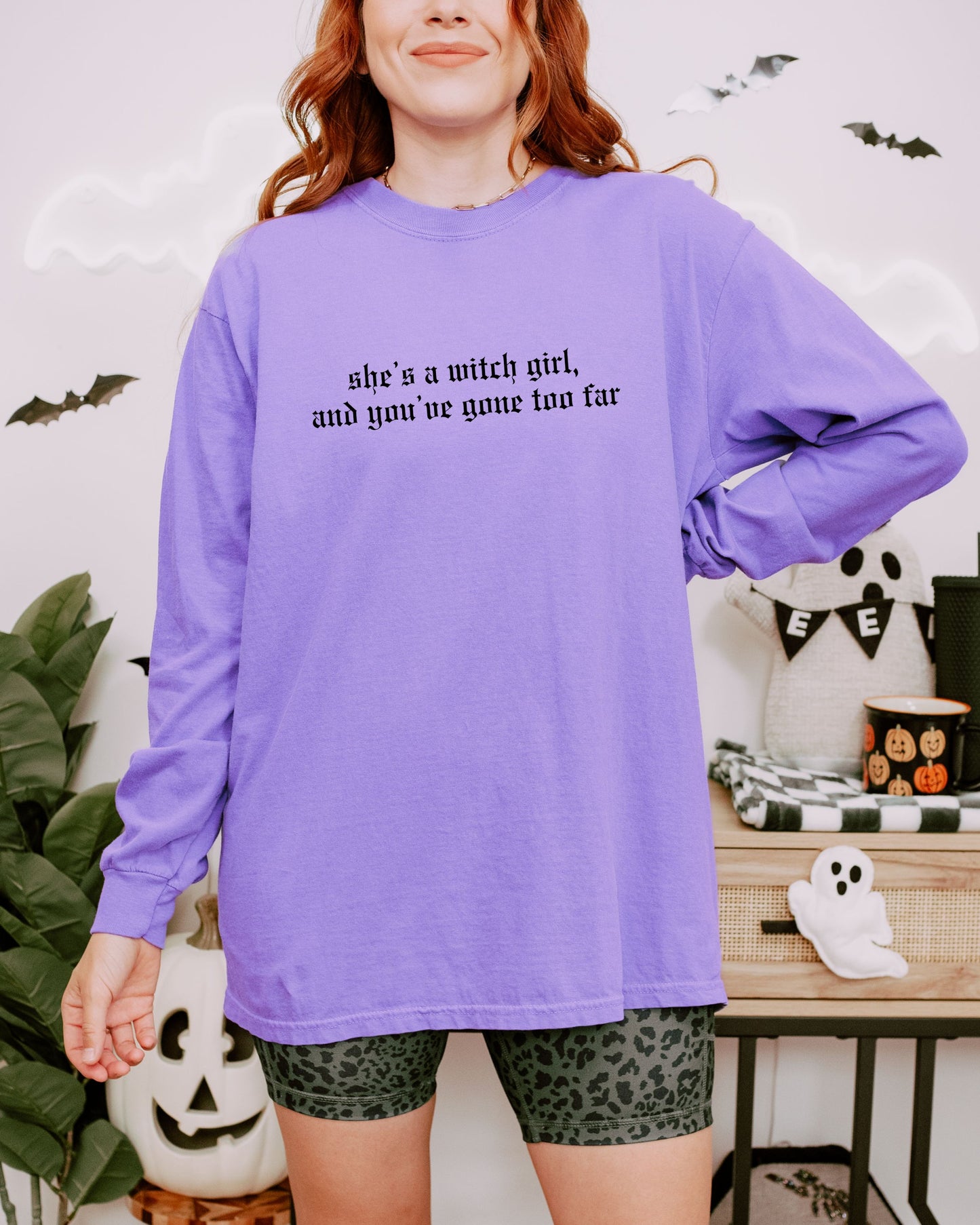 She’s a Witch Girl Long Sleeve Shirt – Comfort Colors Gothic Feminist Tee