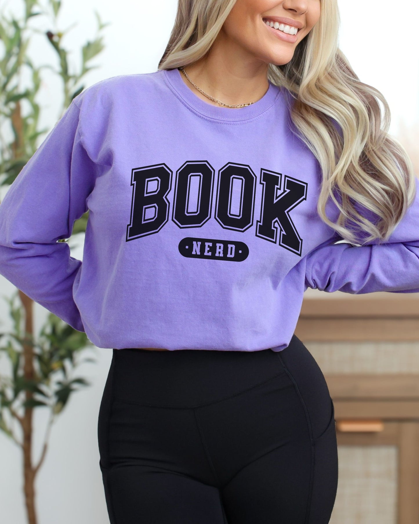 Book Nerd Long Sleeve Tee – Comfort Colors Varsity Bookish Tee