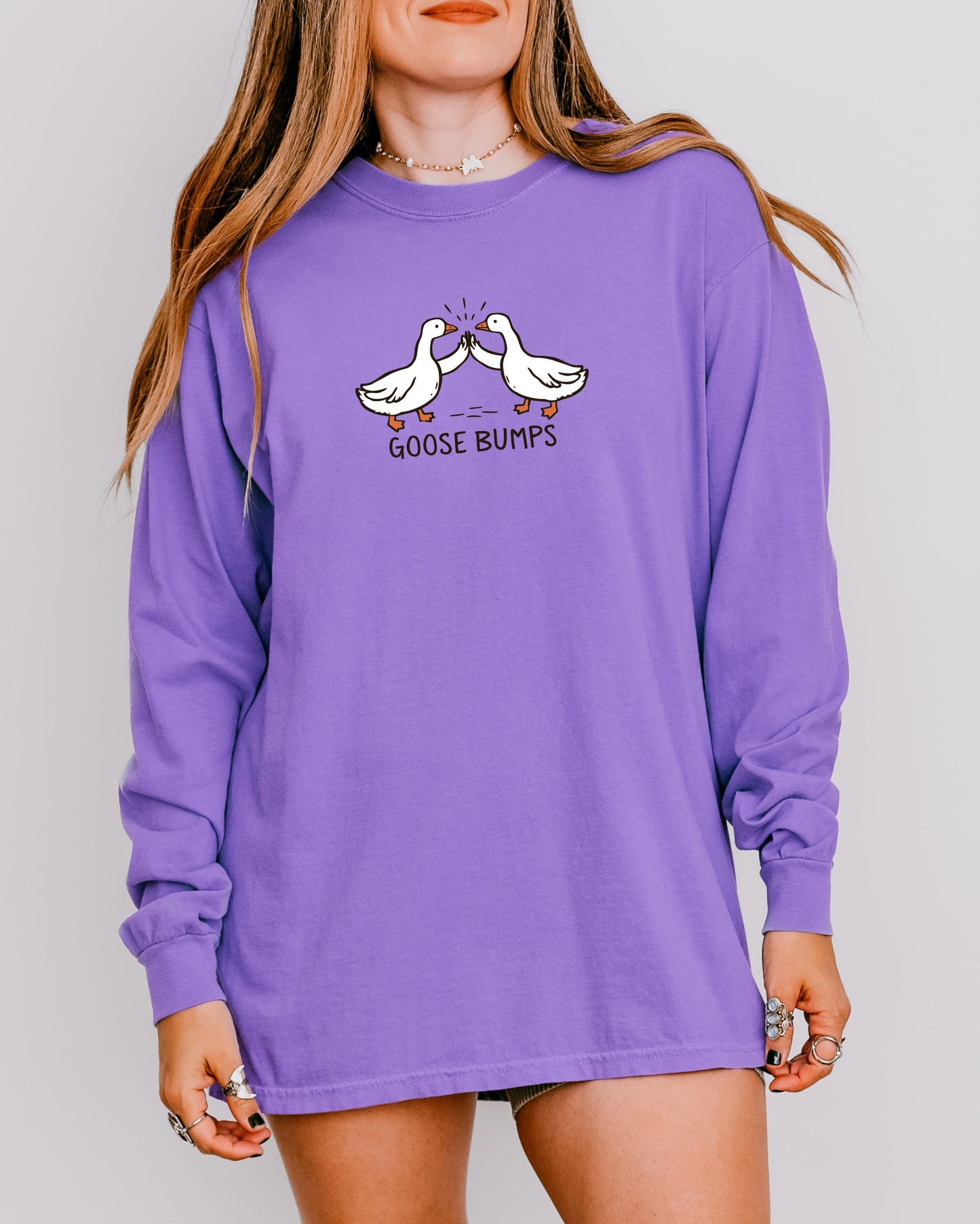 Goose Bumps Long Sleeve Shirt – Comfort Colors Funny Goose Wing Bump Tee