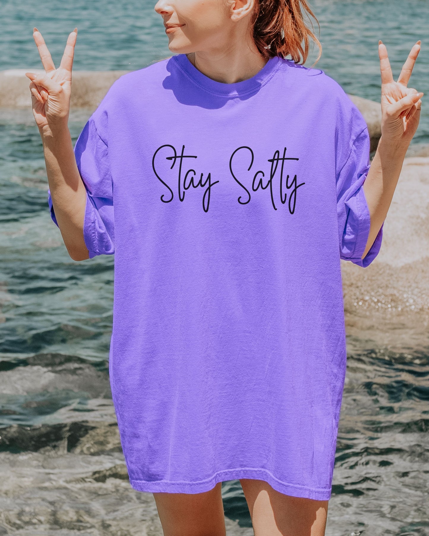 Stay Salty Comfort Colors T-Shirt – Coastal Graphic Tee for Beach Lovers