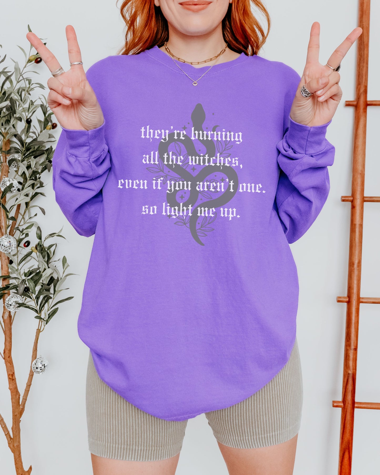 Witchy Vibes Long Sleeve Shirt – Comfort Colors Gothic Celestial Snake Tee