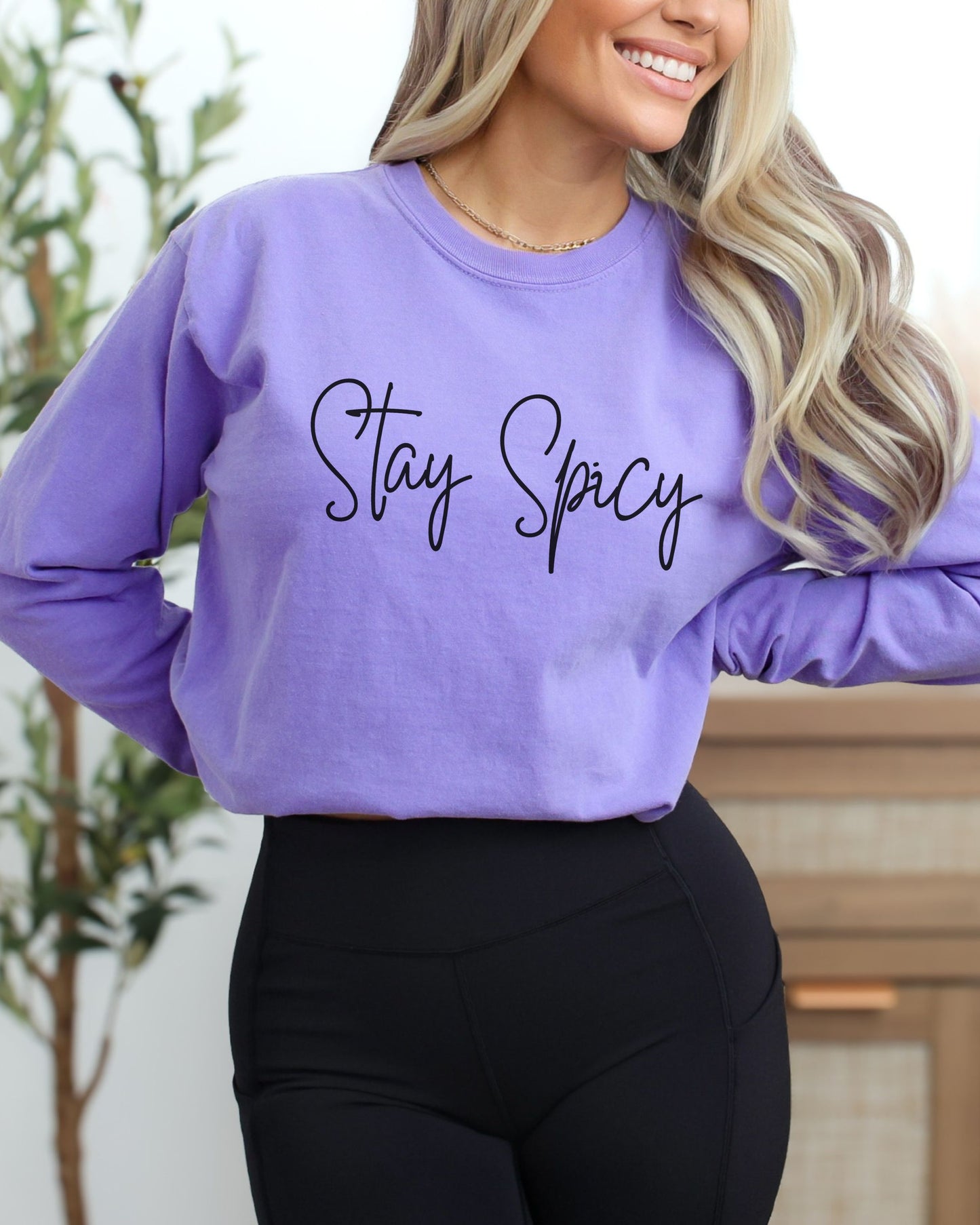 Stay Spicy Comfort Colors Long Sleeve Shirt – Sassy Graphic Tee with Bold Attitude