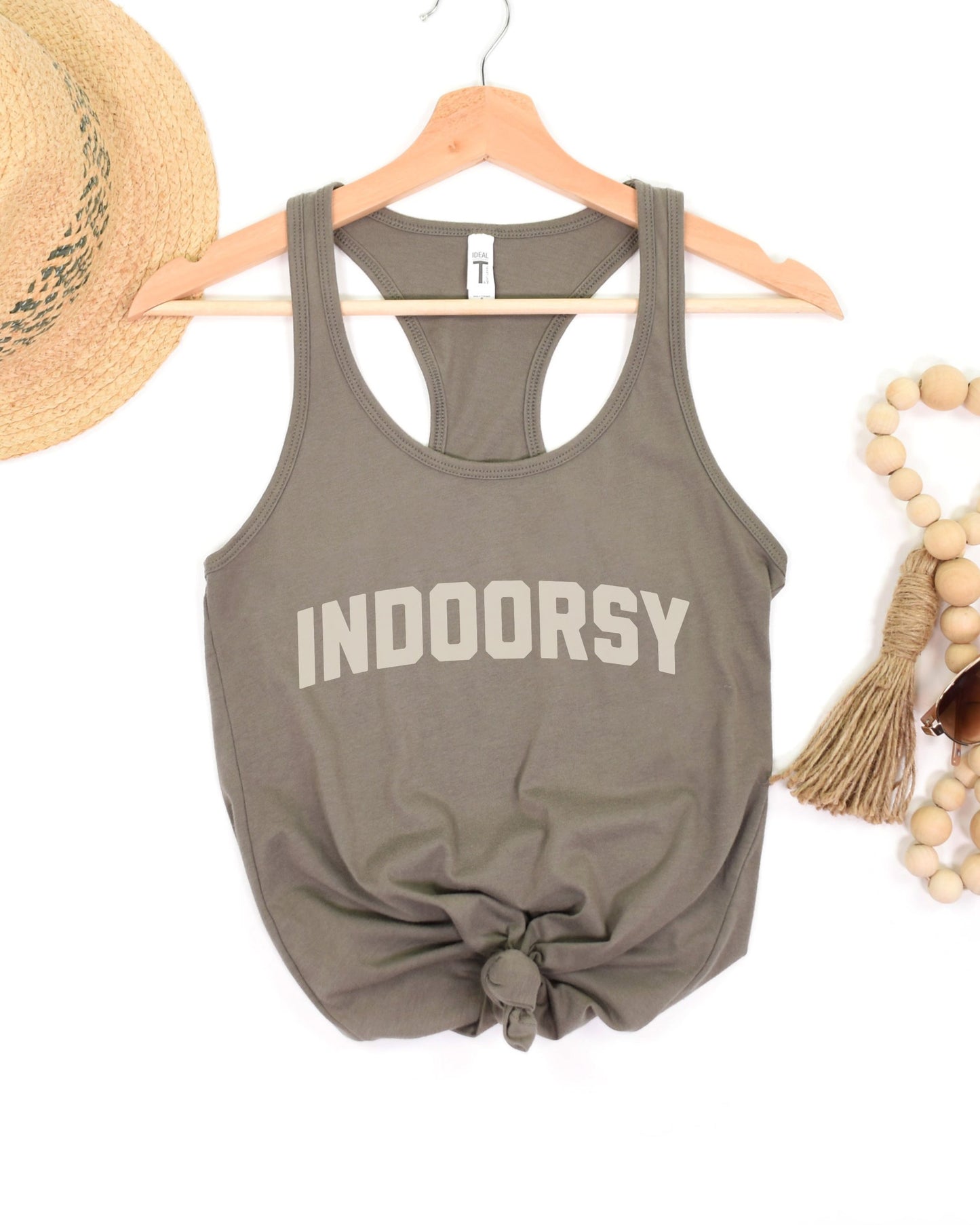Indoorsy Tank Top – Next Level Slim Fit Racerback Sarcastic Tee