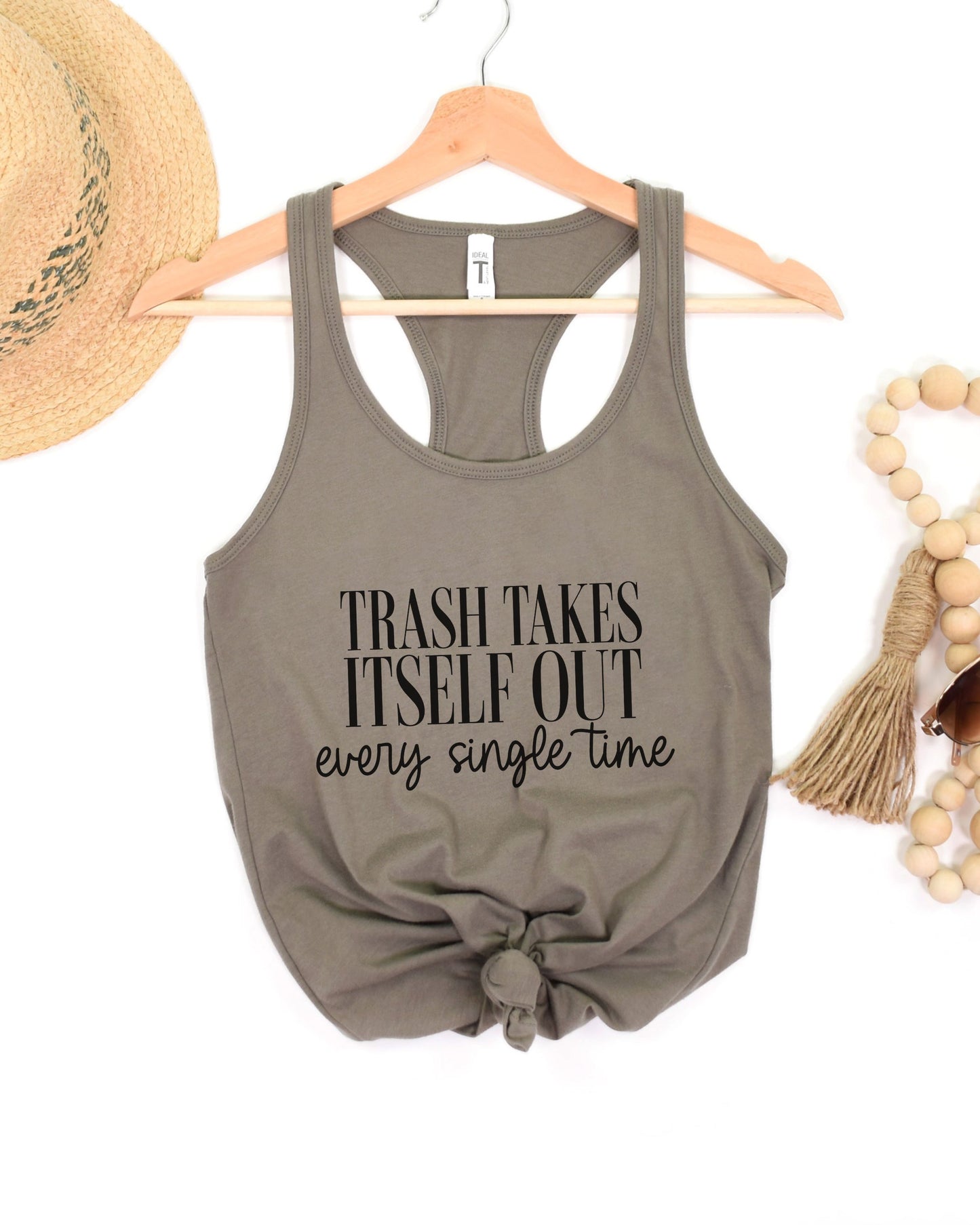 Trash Takes Itself Out Slim Fit Tank Top – Next Level Sassy Racerback