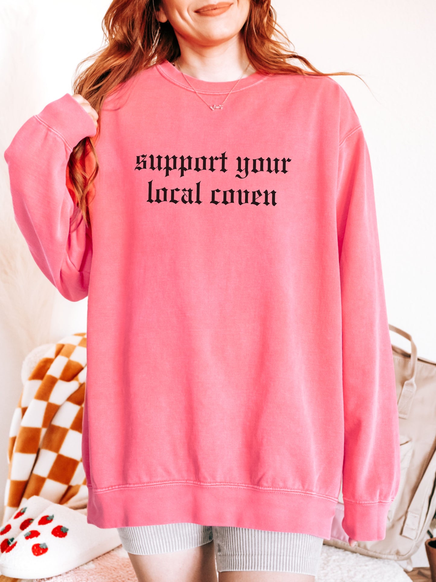 Support Your Local Coven Sweatshirt – Comfort Colors Gothic Witchy Crewneck