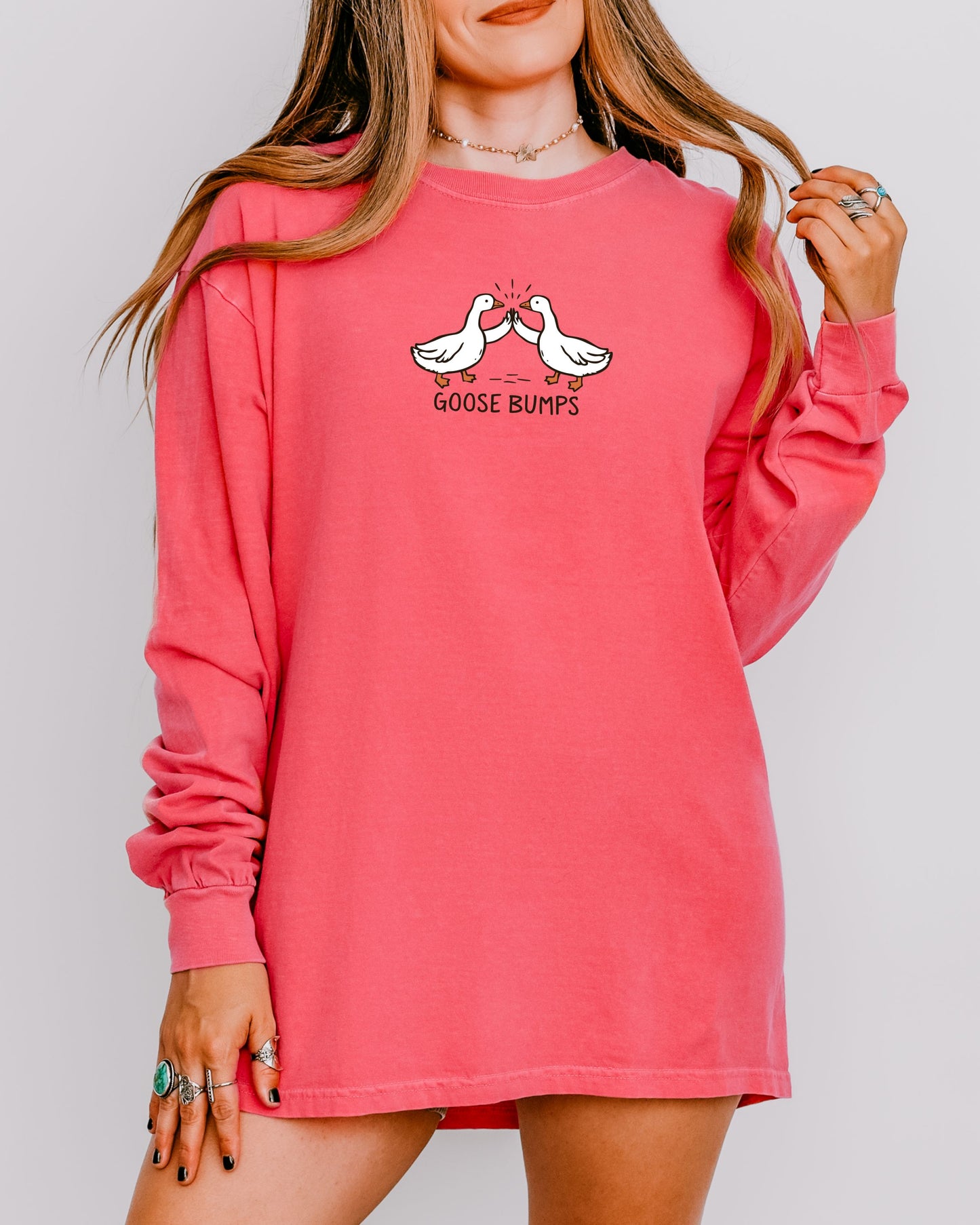 Goose Bumps Long Sleeve Shirt – Comfort Colors Funny Goose Wing Bump Tee