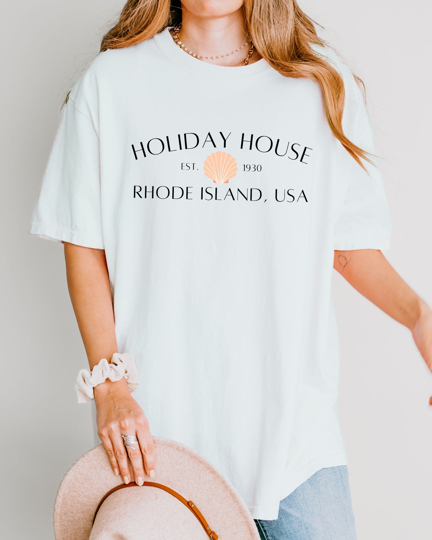 Holiday House RI T-Shirt – Comfort Colors Seashell Tee, Coastal Rhode Island USA Shirt