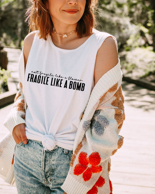 Not Fragile Like a Flower Tank Top – Comfort Colors Feminist Graphic Tank