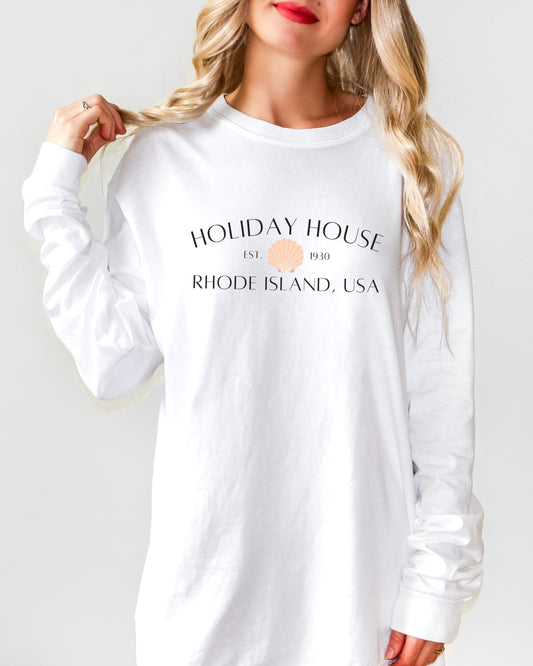 Holiday House Rhode Island Long Sleeve – Comfort Colors Coastal Seashell Tee