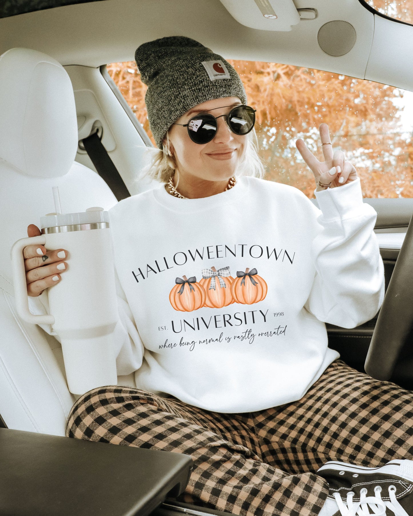 Halloweentown University Sweatshirt – Gildan Crewneck with Coquette Pumpkins