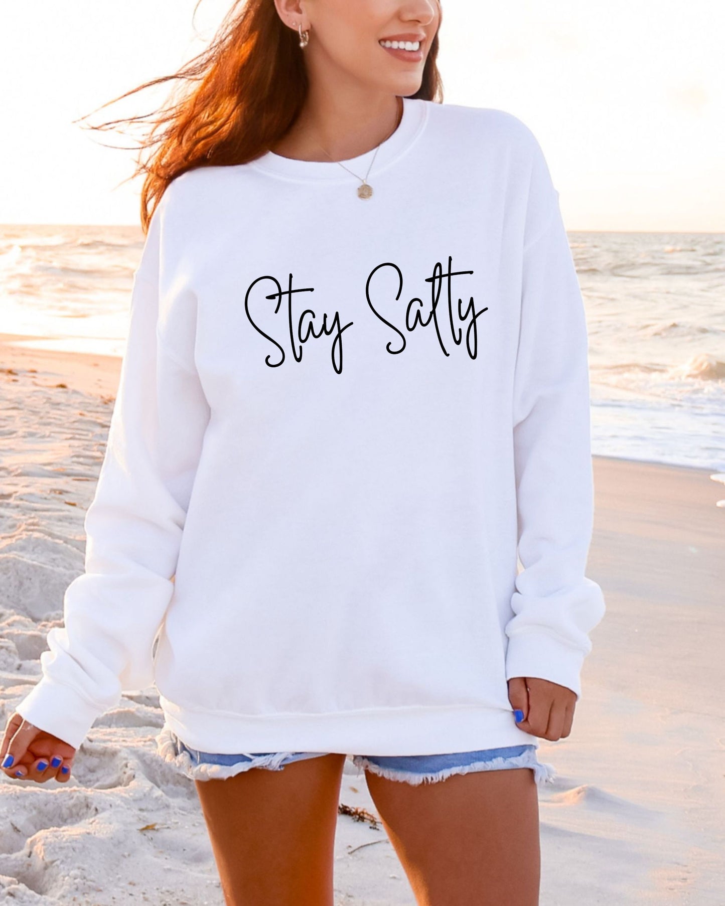 Stay Salty Sweatshirt – Coastal Gildan Crewneck Graphic Pullover