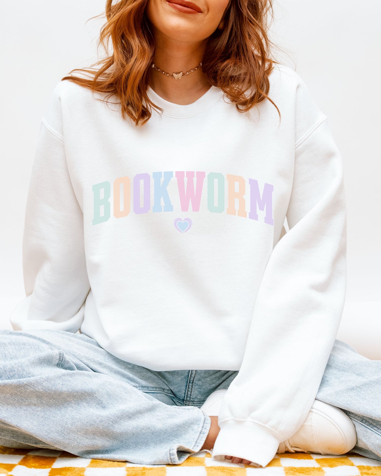 Bookworm Sweatshirt – Cozy Bookish Pastel Graphic Crewneck for Readers