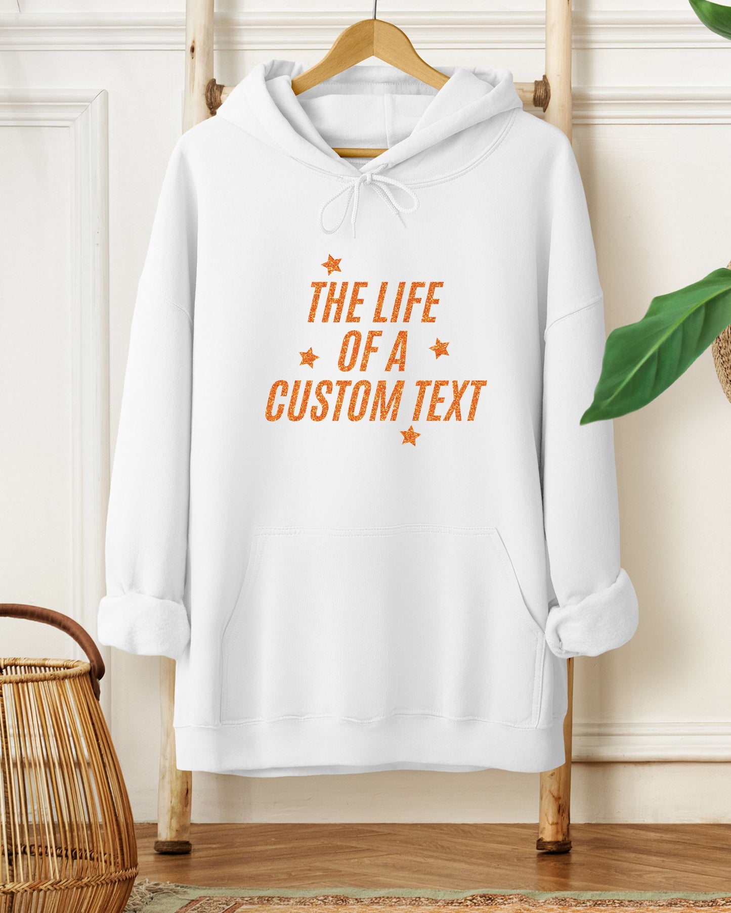 The Life Of A… Custom Hoodie – Gildan Glitter-Effect Printed Personalized Pullover