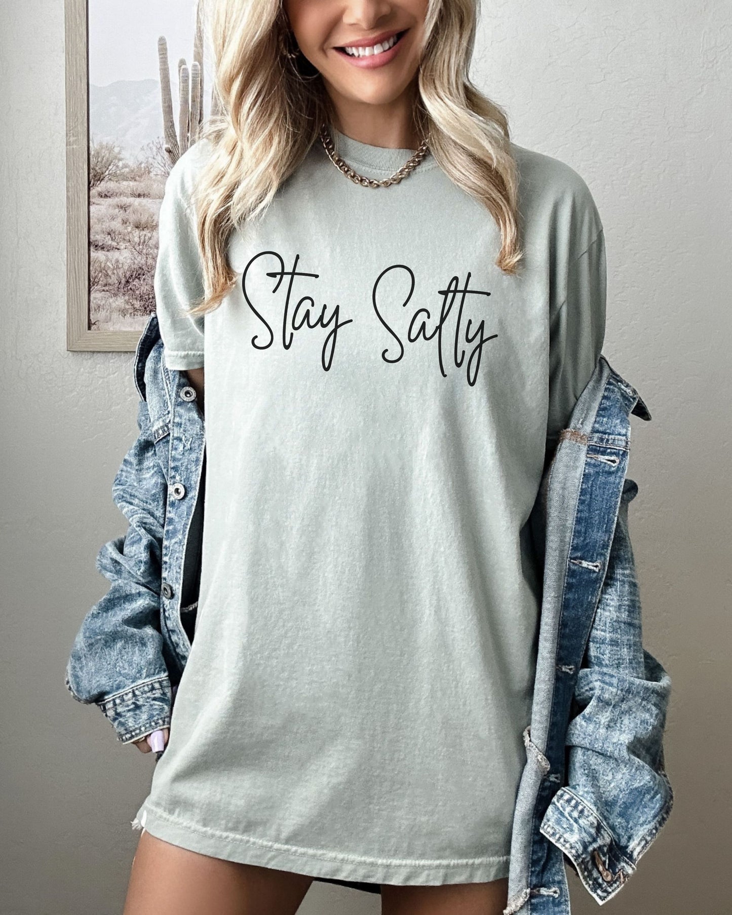 Stay Salty Comfort Colors T-Shirt – Coastal Graphic Tee for Beach Lovers