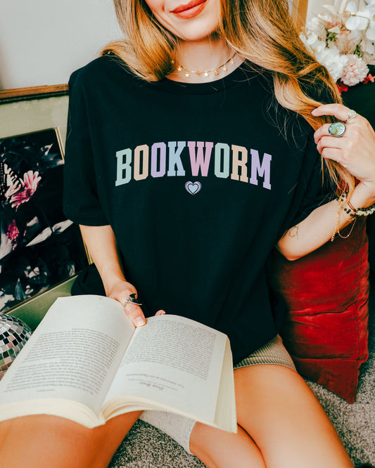 Bookworm T-Shirt – Book Lover Pastel Graphic Tee for Readers