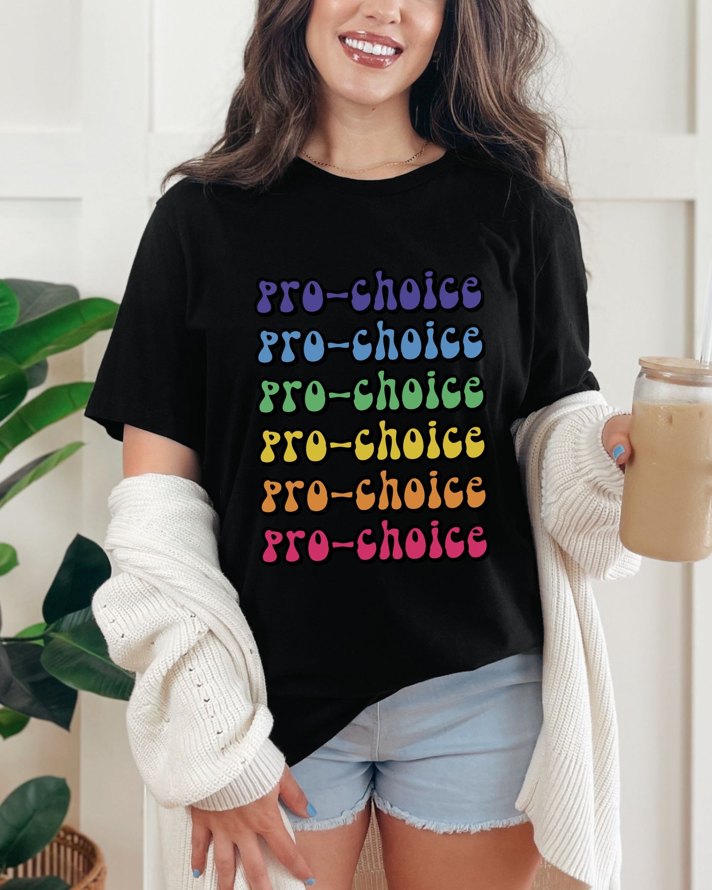 Pro-Choice T-Shirt – Bella + Canvas Retro Rainbow Graphic Tee