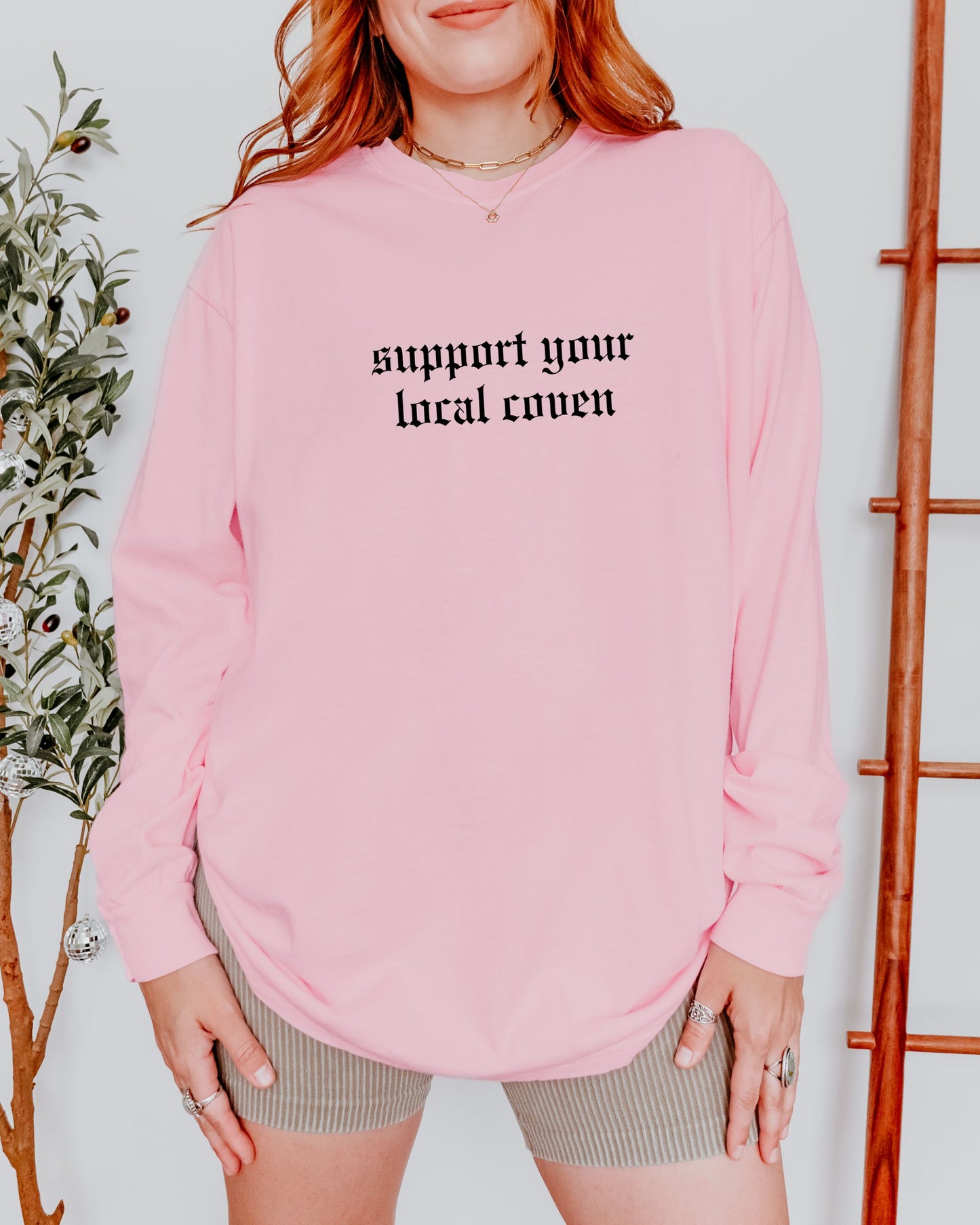 Support Your Local Coven Long Sleeve Shirt – Comfort Colors Gothic Witchy Tee
