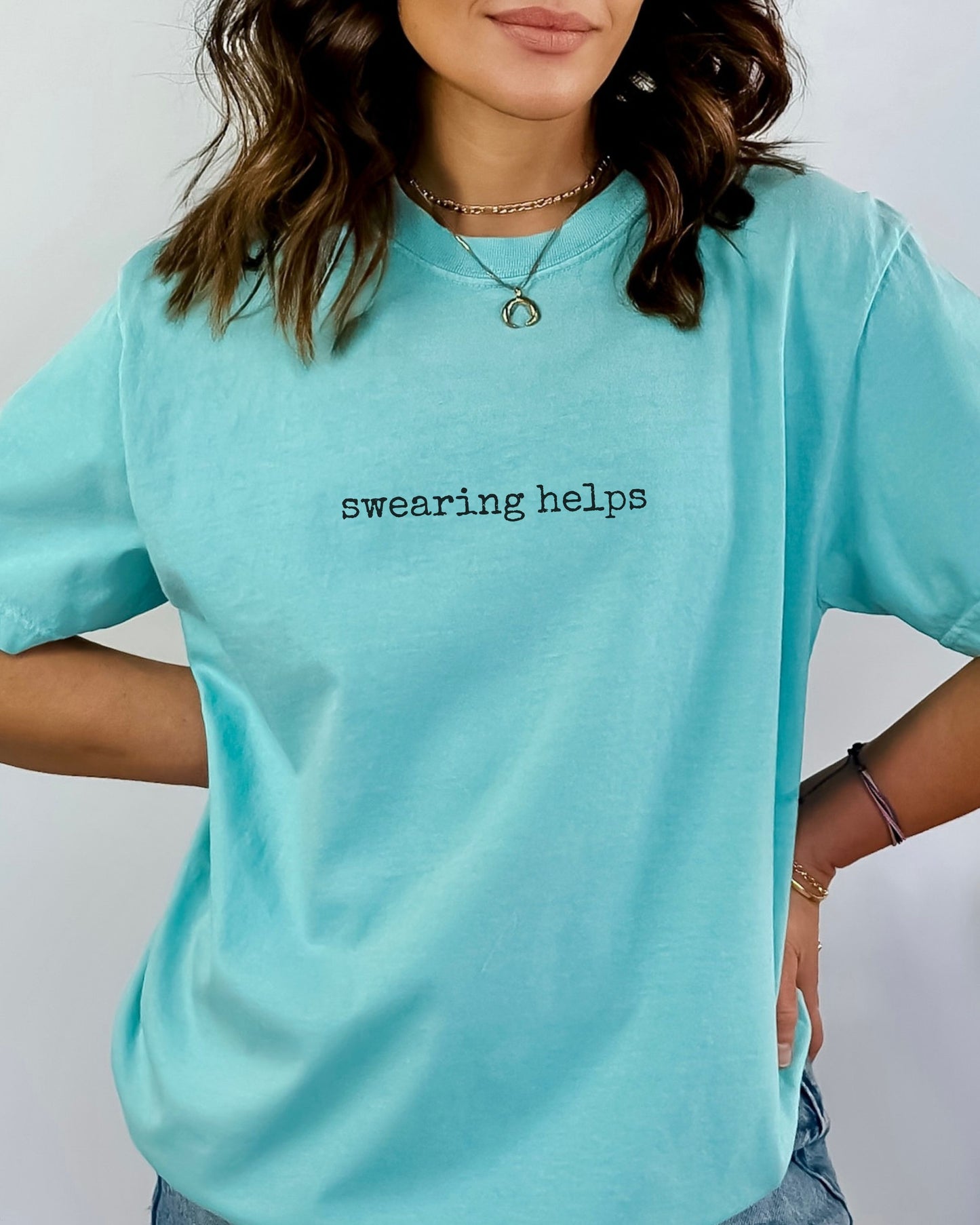 Swearing Helps T-Shirt – Comfort Colors Sarcastic Minimalist Graphic Tee