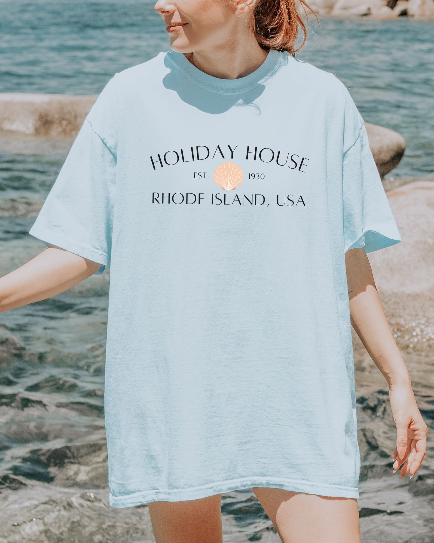 Holiday House RI T-Shirt – Comfort Colors Seashell Tee, Coastal Rhode Island USA Shirt