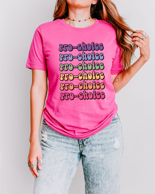 Pro-Choice T-Shirt – Bella + Canvas Retro Rainbow Graphic Tee