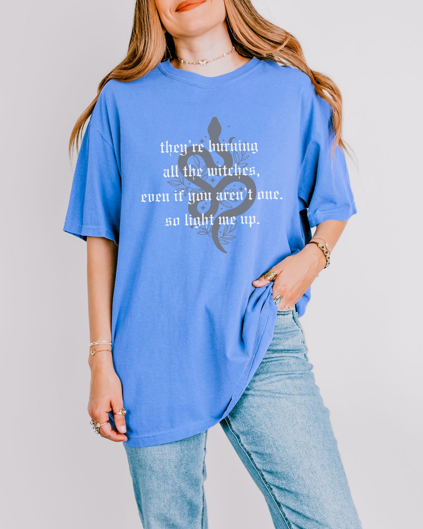 Witchy Vibes T-Shirt – Comfort Colors Witches Burn Gothic Celestial Snake Graphic Tee