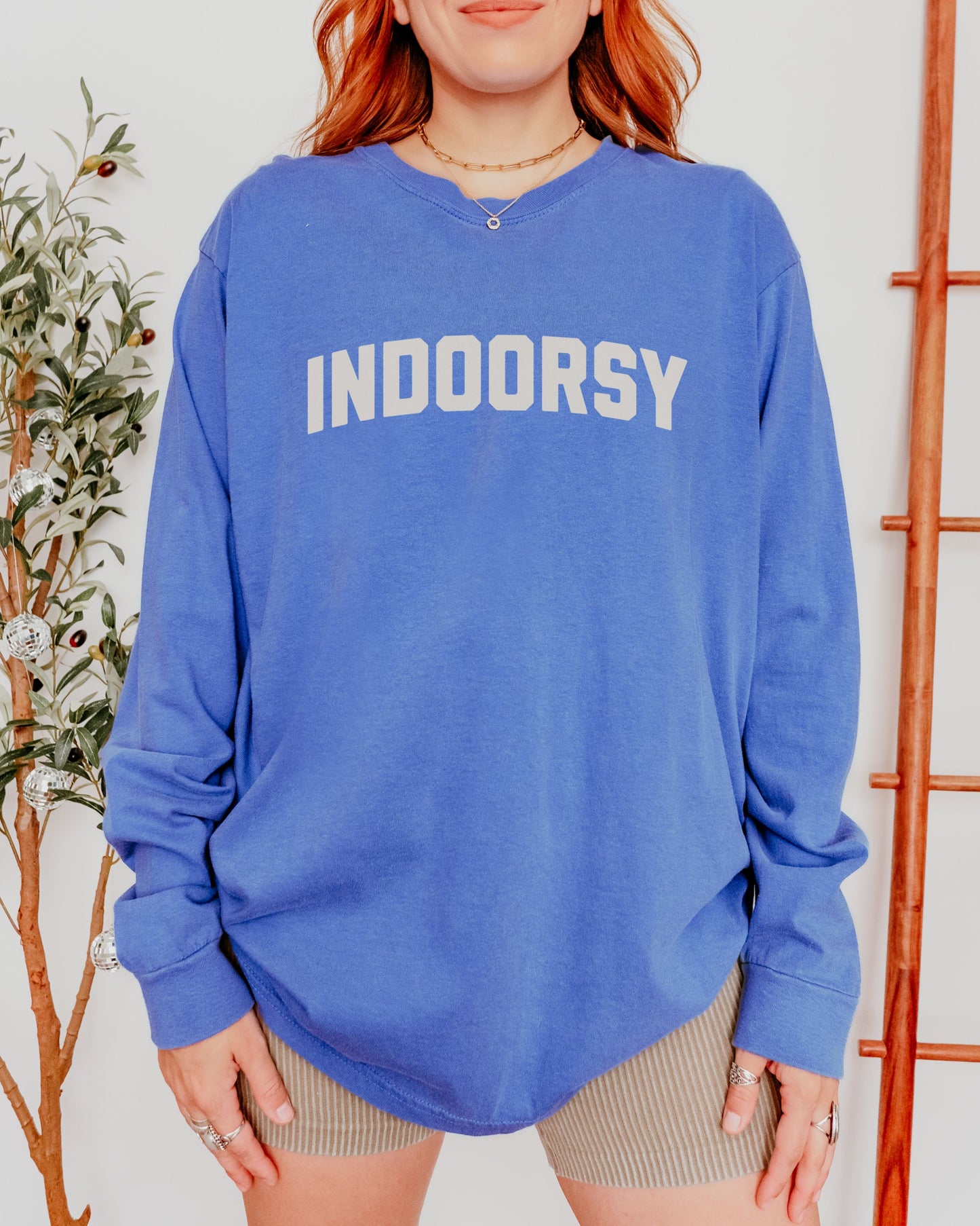 Indoorsy Long Sleeve Shirt – Comfort Colors Cozy Sarcastic Tee for Introverts and Homebodies