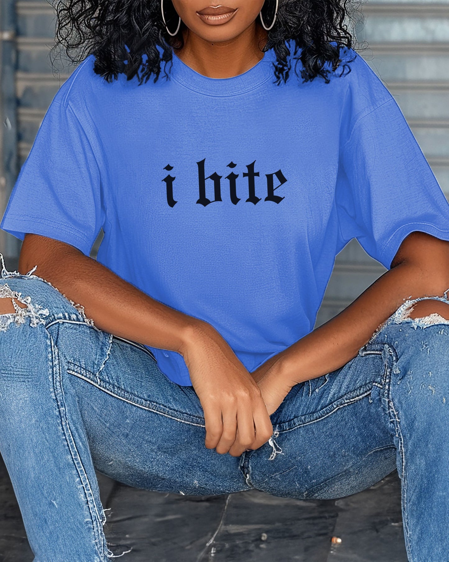 i bite t-shirt – Comfort Colors Gothic Engraved Style Graphic Tee