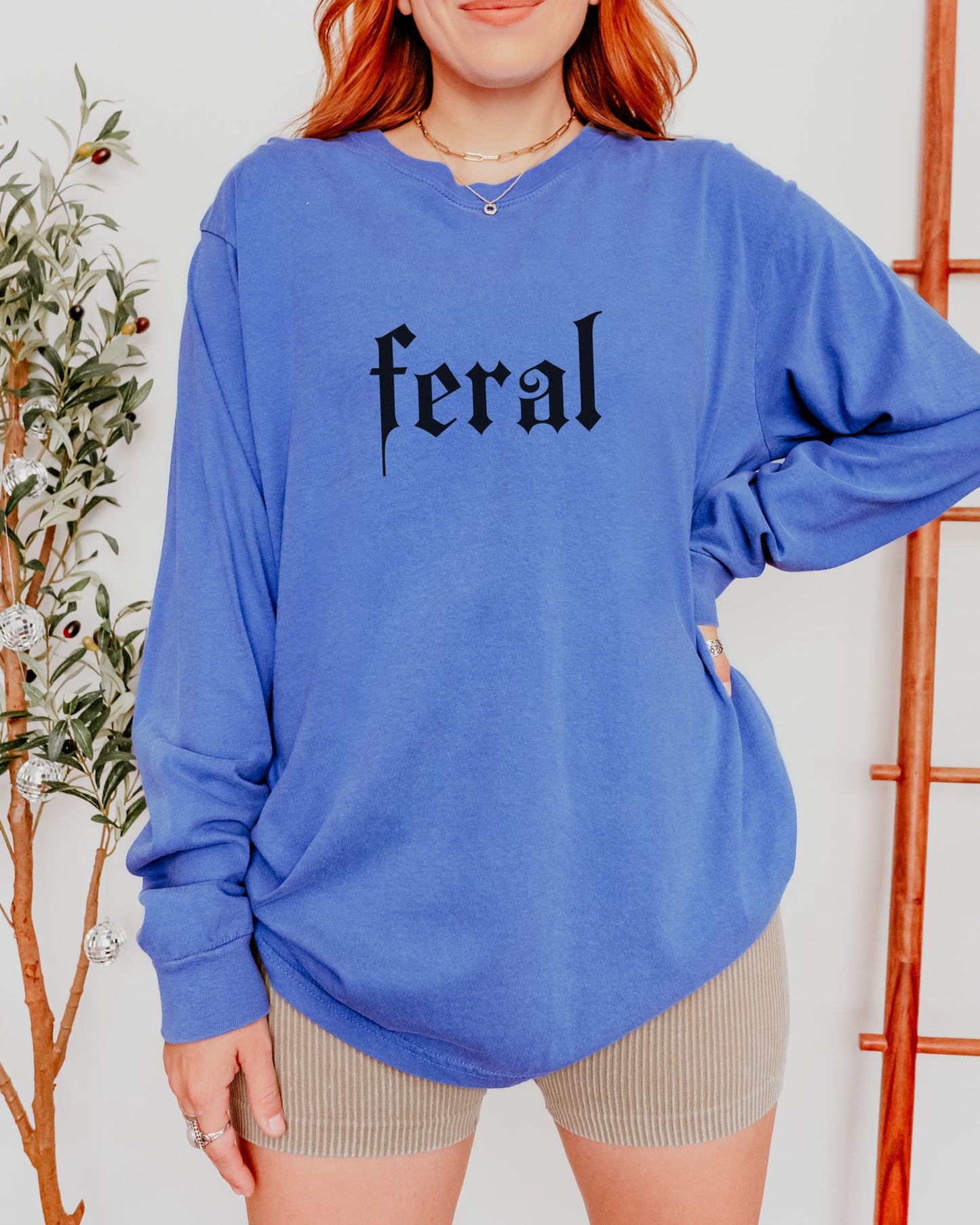 Feral Long Sleeve Shirt – Comfort Colors Gothic Print Tee
