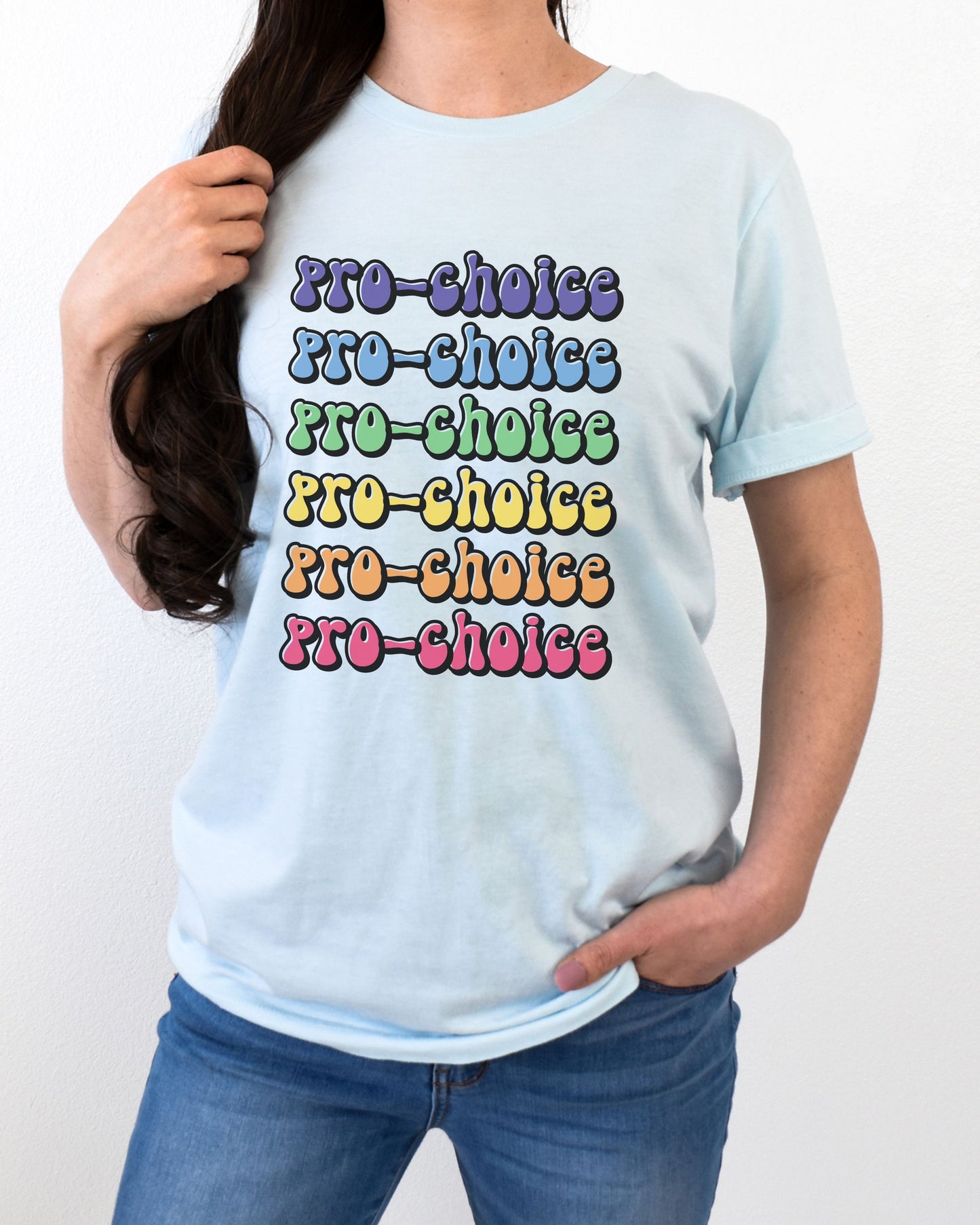 Pro-Choice T-Shirt – Bella + Canvas Retro Rainbow Graphic Tee