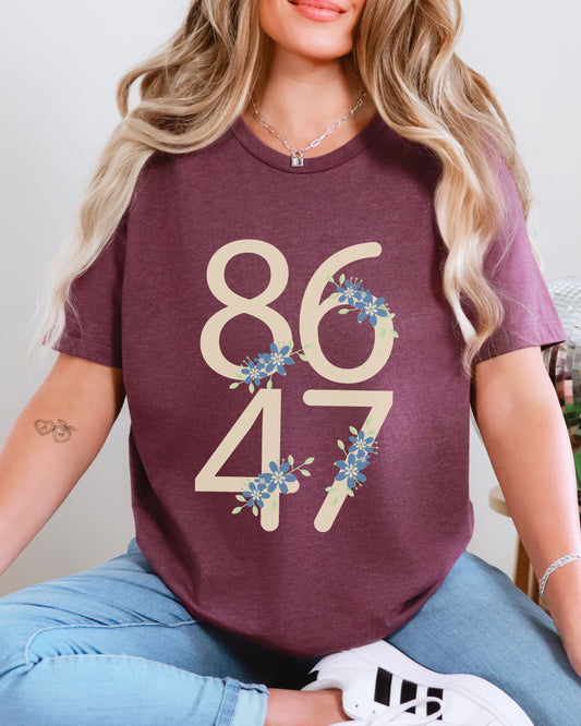 Floral 8647 T-Shirt – Bella + Canvas Minimalist Anti-Trump Political Graphic Tee