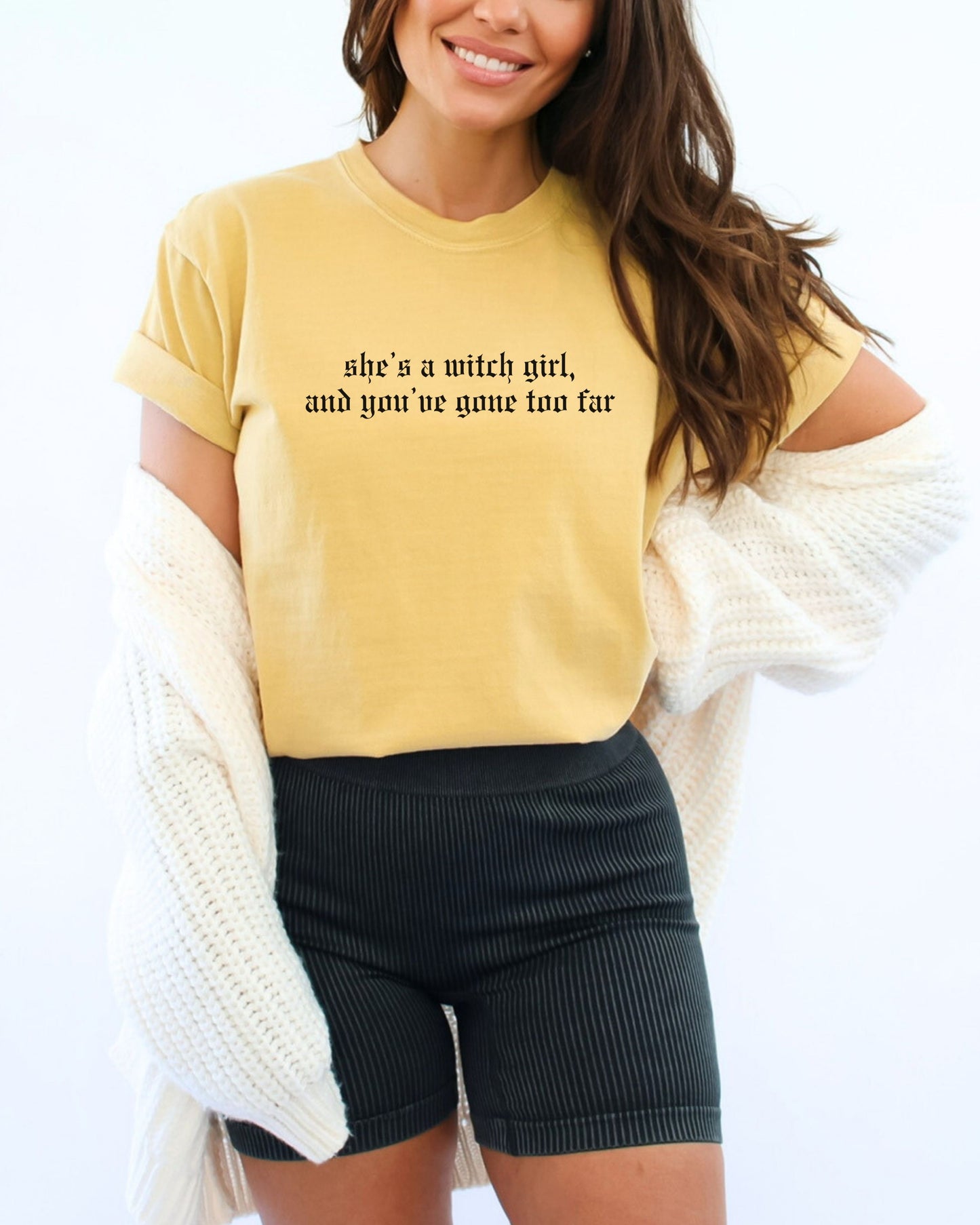 She’s a Witch Girl T-Shirt – Comfort Colors Gothic Feminist Graphic Tee