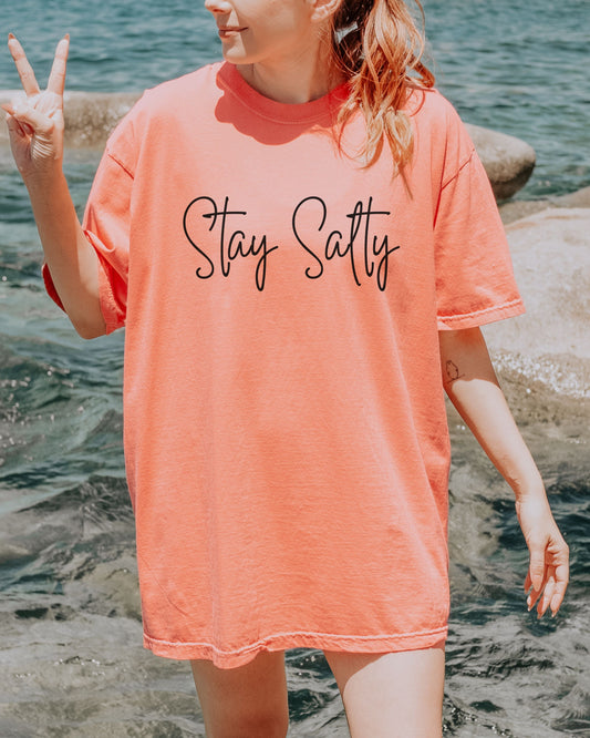 Stay Salty Comfort Colors T-Shirt – Coastal Graphic Tee for Beach Lovers