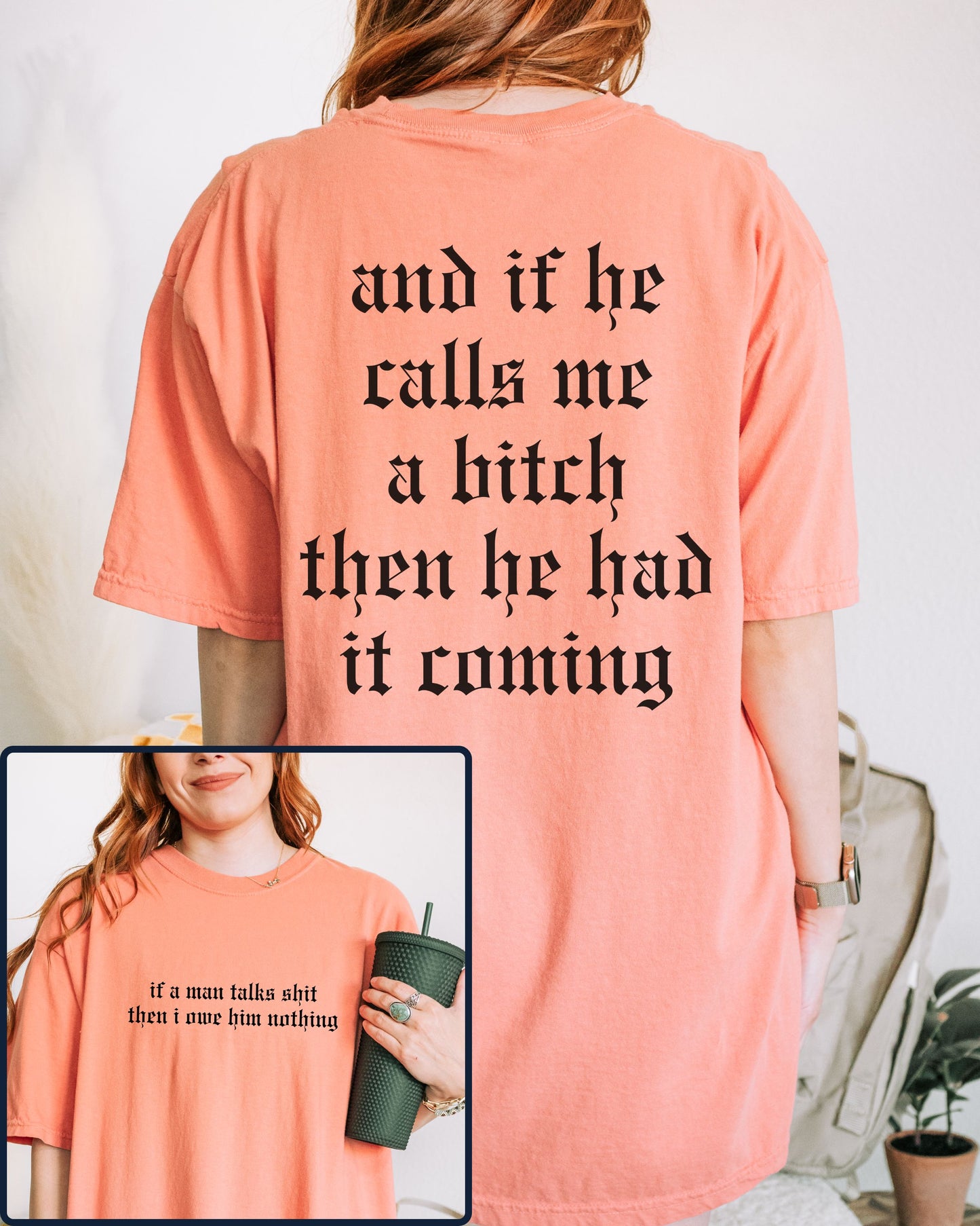 If a Man Talks Shit Statement T-Shirt – Comfort Colors Gothic Feminist Graphic Tee