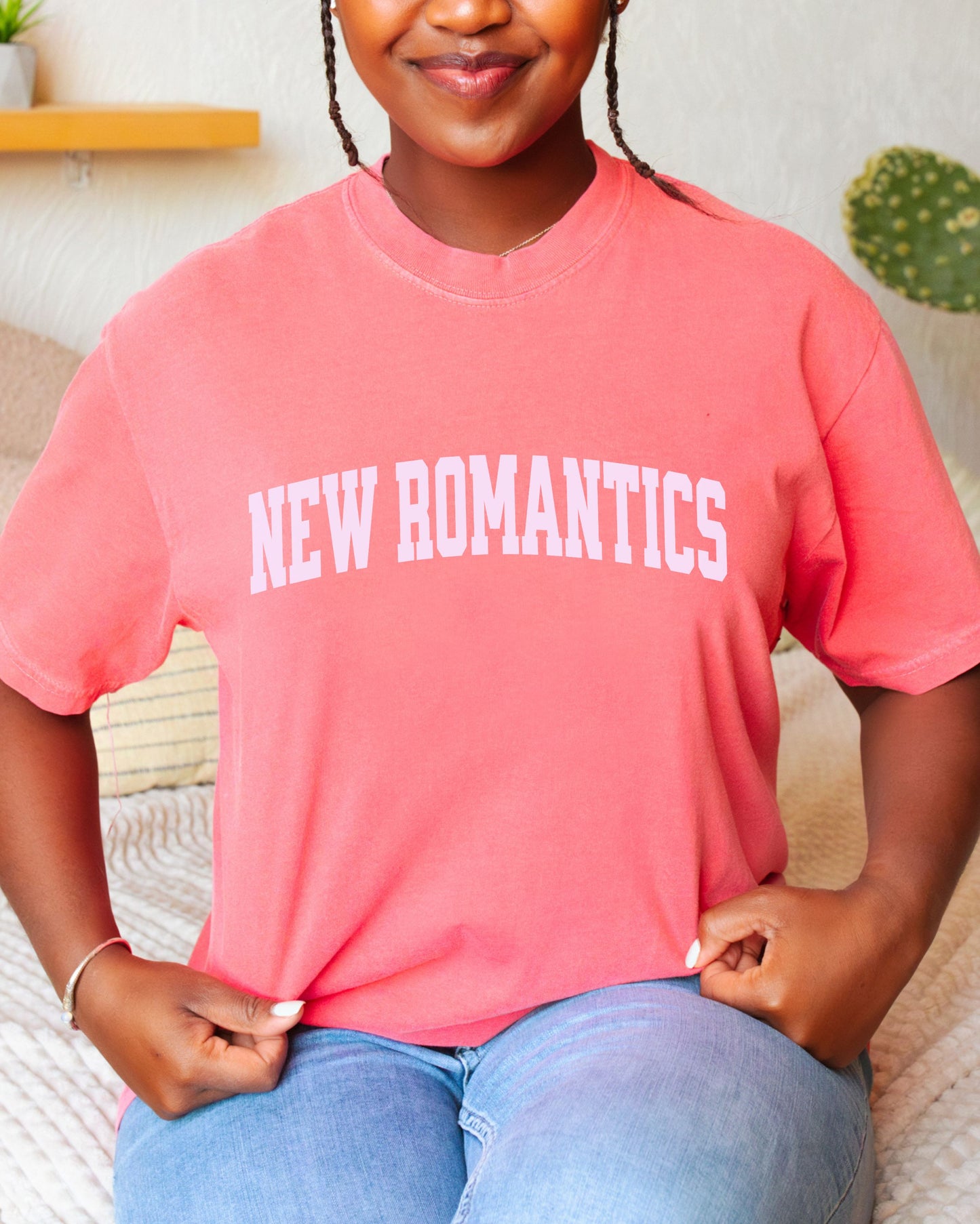 New Romantics T-Shirt – Comfort Colors Collegiate Font Graphic Tee