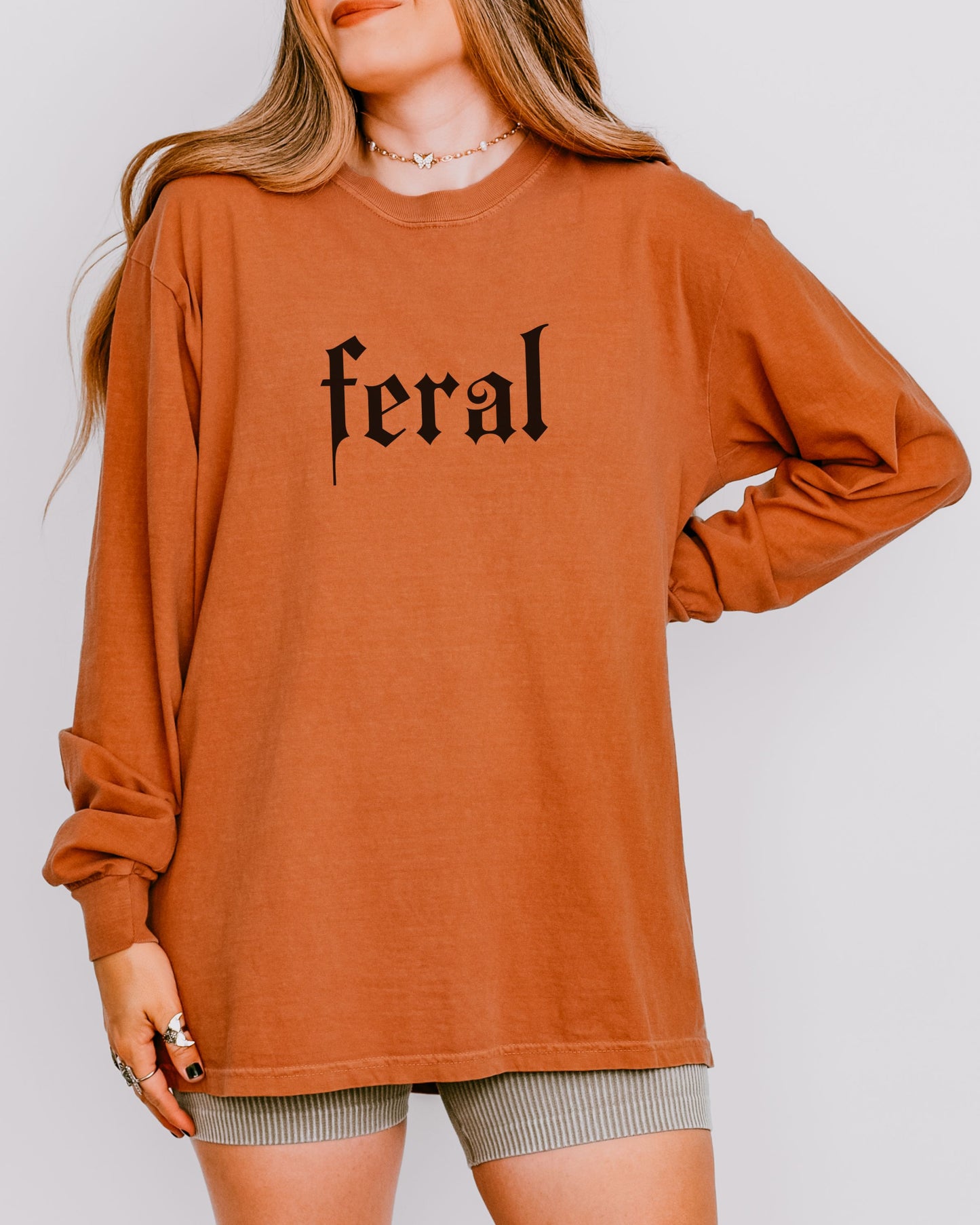 Feral Long Sleeve Shirt – Comfort Colors Gothic Print Tee