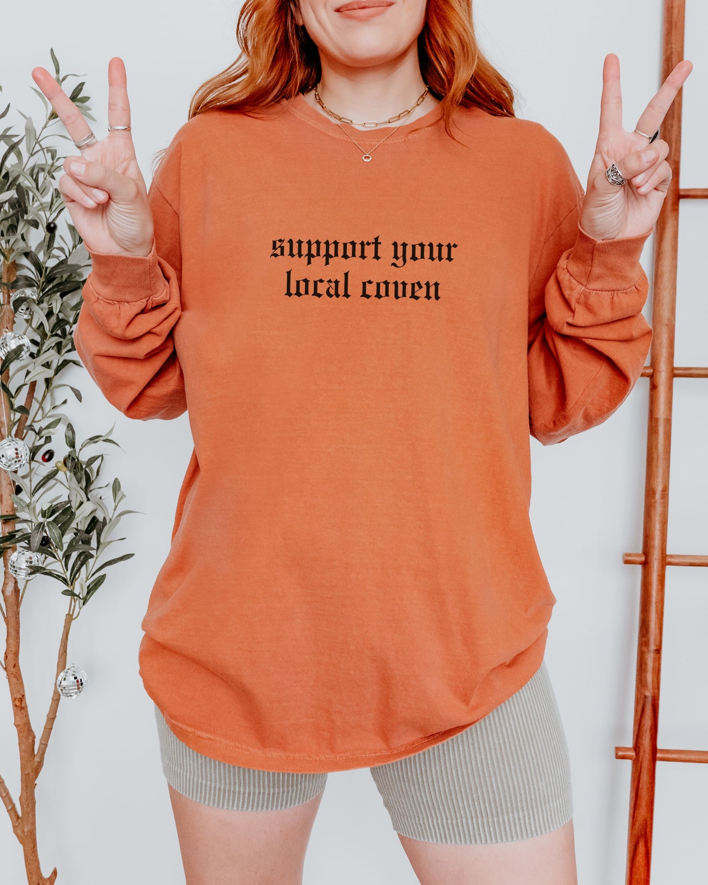 Support Your Local Coven Long Sleeve Shirt – Comfort Colors Gothic Witchy Tee
