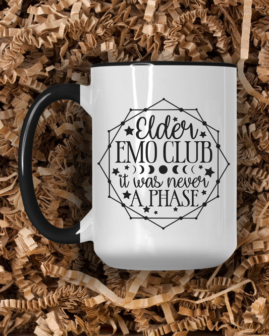 Elder Emo Club Mug – It Was Never a Phase Nostalgia Coffee Cup